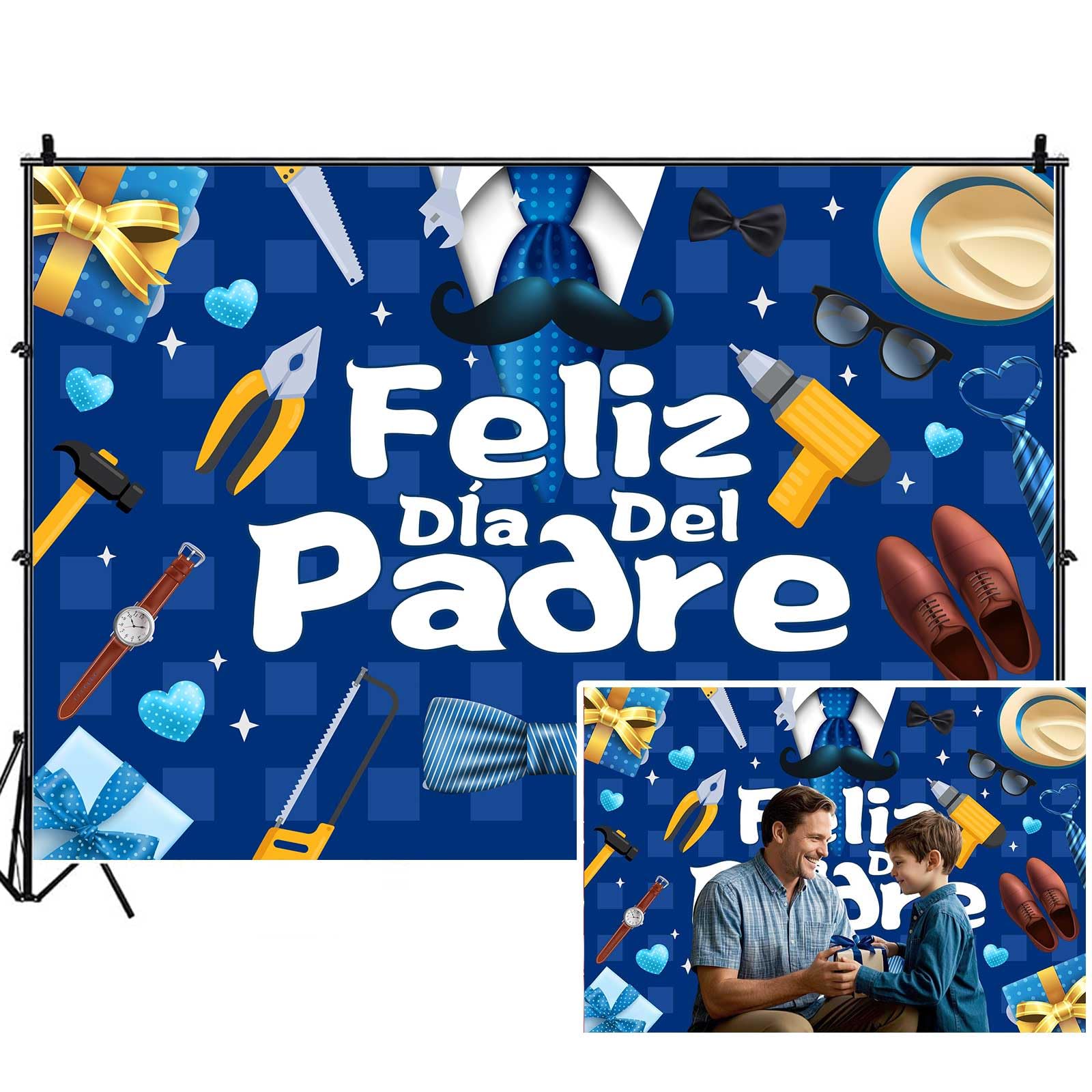 Fathers Day Backdrops for Photoshoot, Happy Father's Day Picture Party Decorations Wall Backdrop for Photography Decor Banner, Photographic Studio