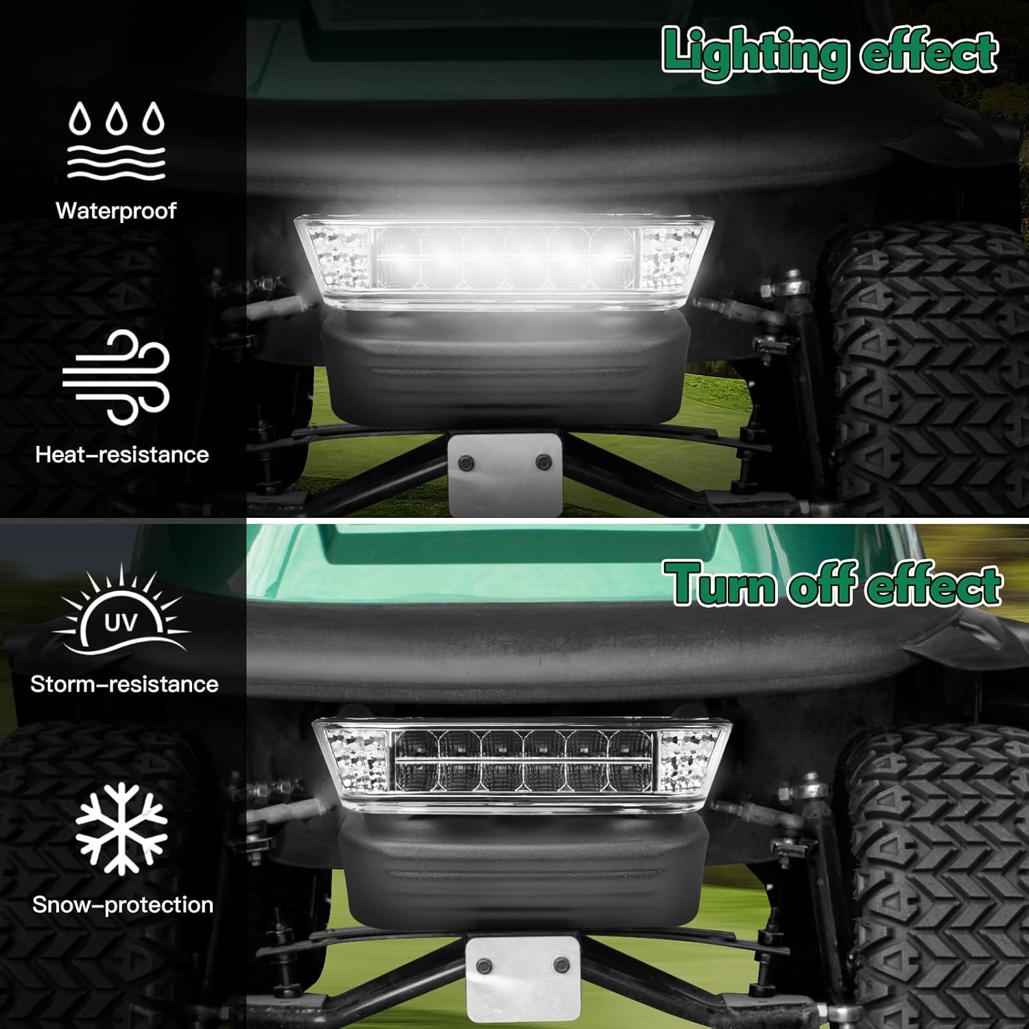 Upgrade Golf Cart Headlight Kit Fit for Club Car Precedent 2004-UP, Golf Cart Front LED Light Kit with Bumper Replacement for Club Car Precedent Gas&Electric
