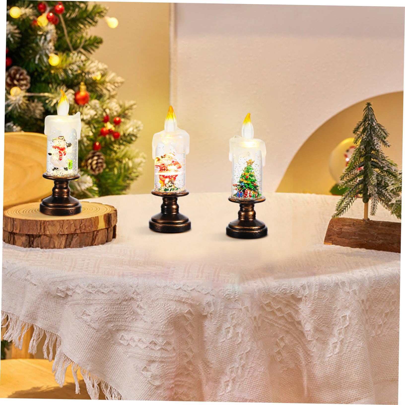 Toyvian 3 Szt. Częściowy Świątecznych Świec LED bez Płomienia Śnieżnej Oświetlenie Dekoracyjne Energooszczędne Lampy Okno Bezpieczne i Rodzinne Dekoracje Boże Narodzenie