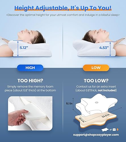 Miniatura 4 de Almohada refrescante de alivio ultra del dolor para soporte del cuello, almohada cervical ajustable para dormir cómodamente, almohadas ergonómicas