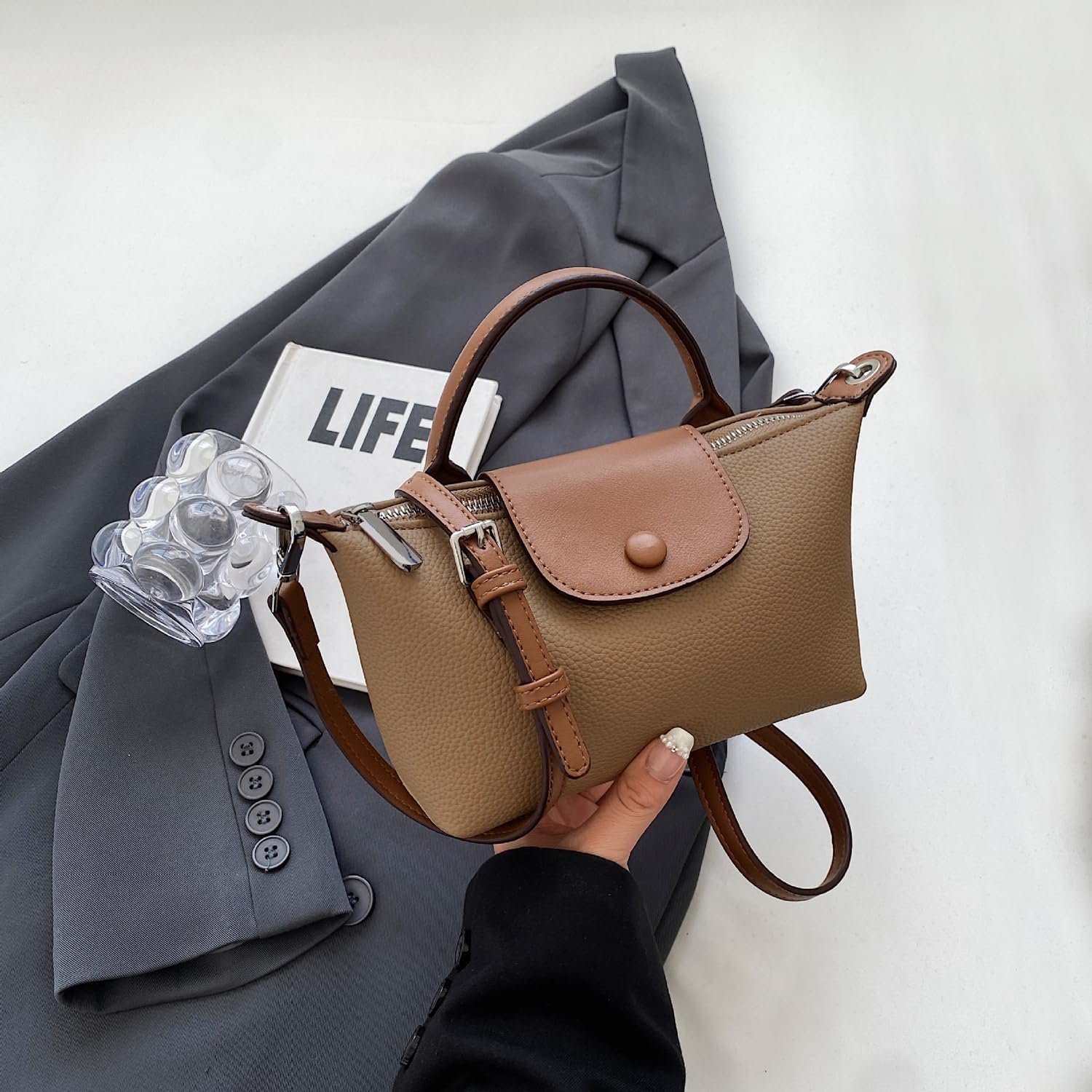 Crossbody Bag for Women, Fashion PU Leather Style Shoulder Handbag Purse - Image 3