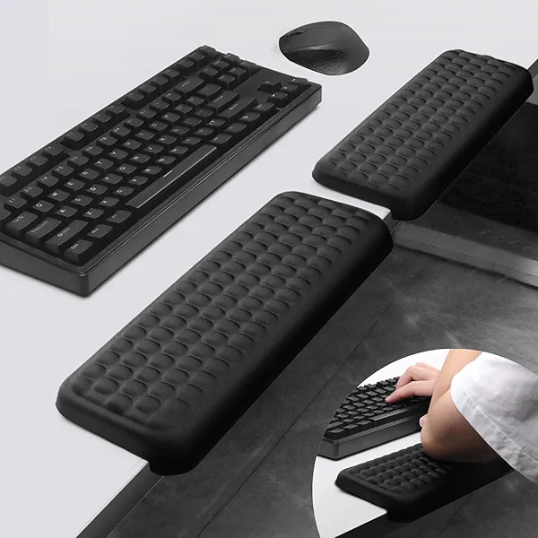 L-Shaped Desk Elbow Pad for Desk, 2-Piece Memory Foam Elbow Pads with Non-Slip, Ergonomic Desk Edge Cushion, Wrist Support Arm Rest for Office and Gaming (11.8 * 3.9 inch)