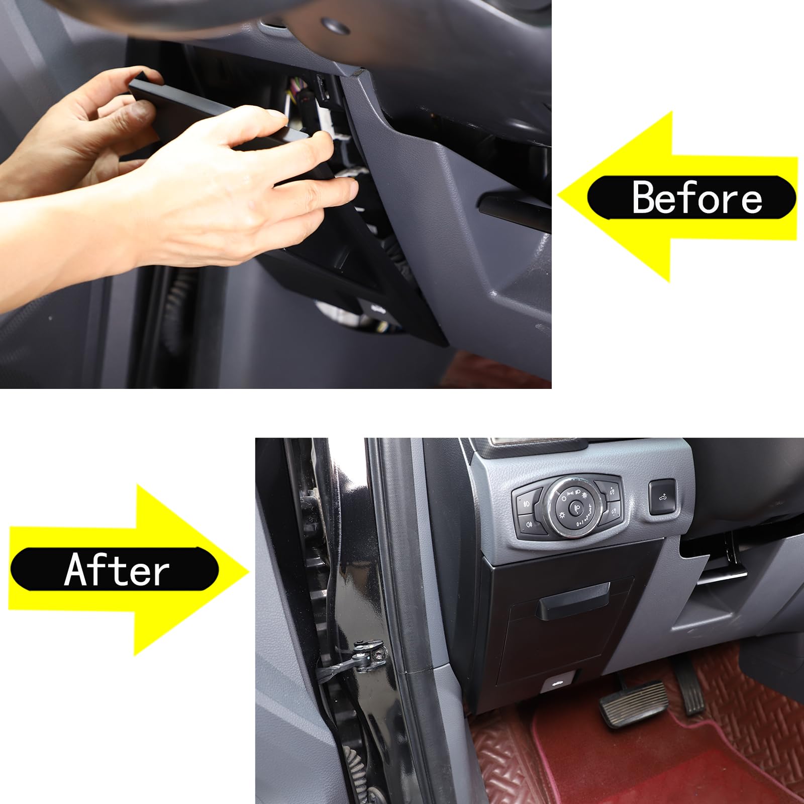 Auto Seitliche Aufbewahrungsbox Sicherungskasten kompatibel mit Ford Ranger 2015–2021, Sicherungskasten am Fahrersitz für Ford Ranger Innenraum Zubehör (Schwarz)