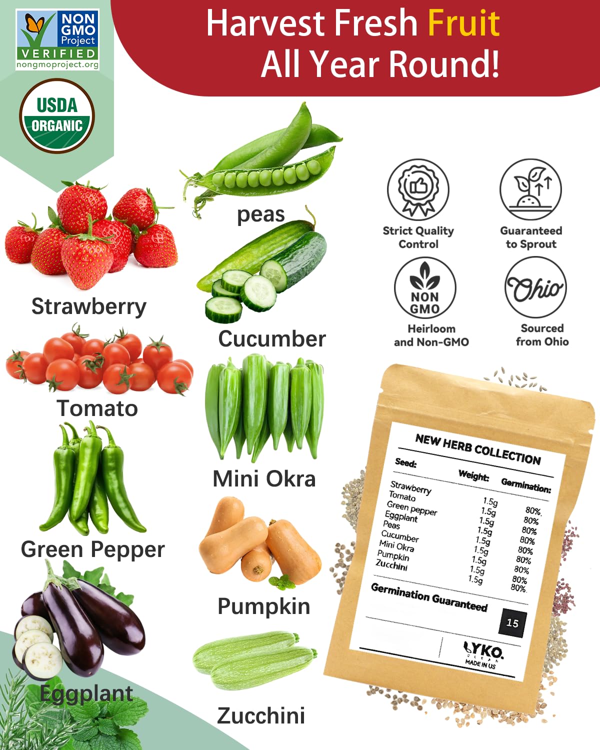 Kit de capsules de graines de légumes compatible avec le système de culture hydroponique AeroGarden