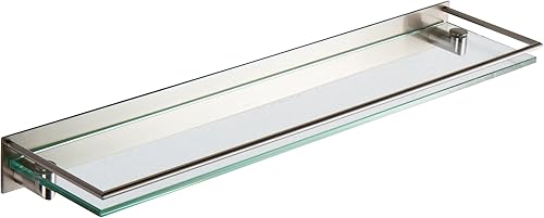 Ginger 2835T-24SN Surface - Estante de cristal templado para baño de 24 pulgadas, níquel satinado