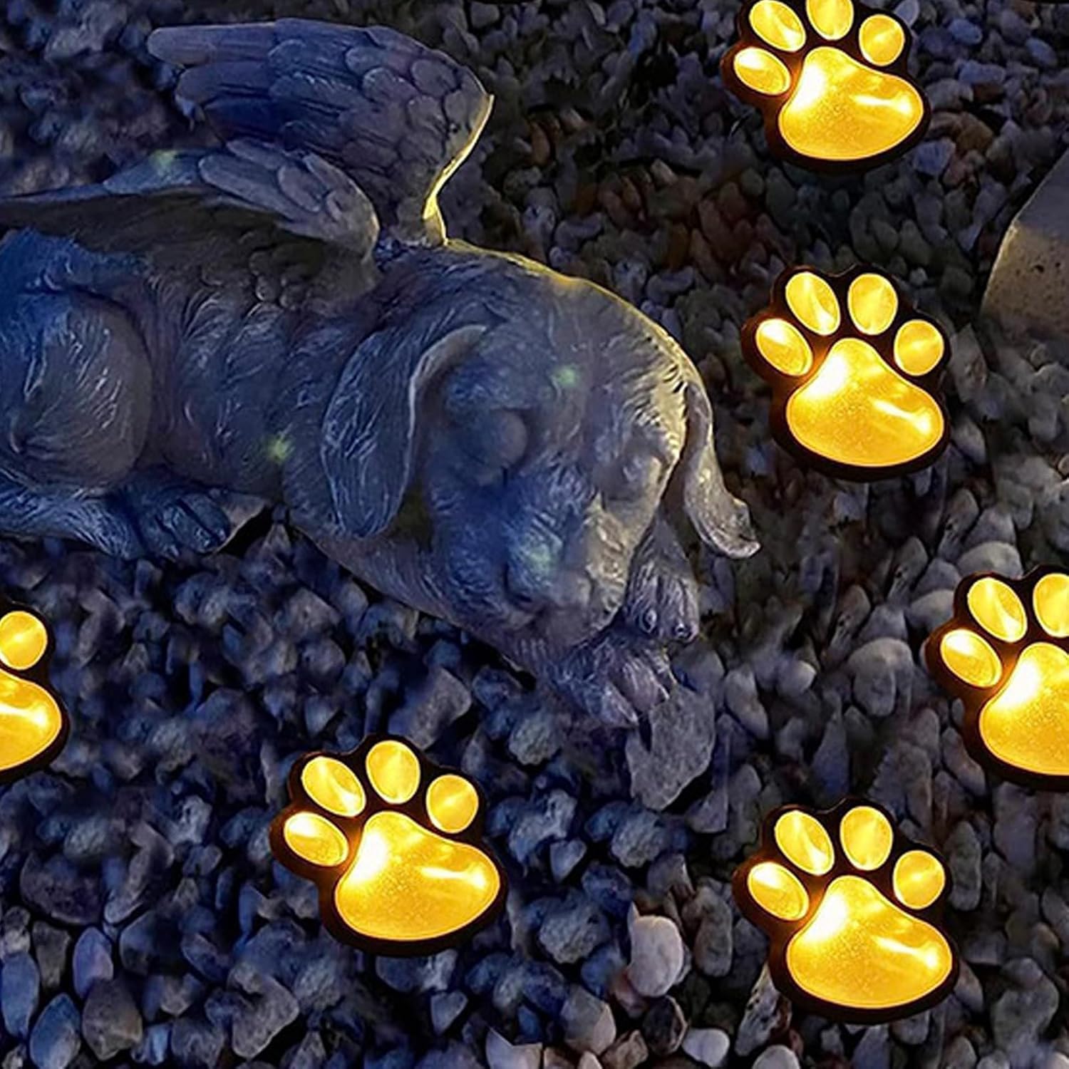 6 Pack Solar Powered Paw Print Garden Lights, Outdoor Waterproof Animal Footprint Decorative Lawn Lights, (Mulci Color)