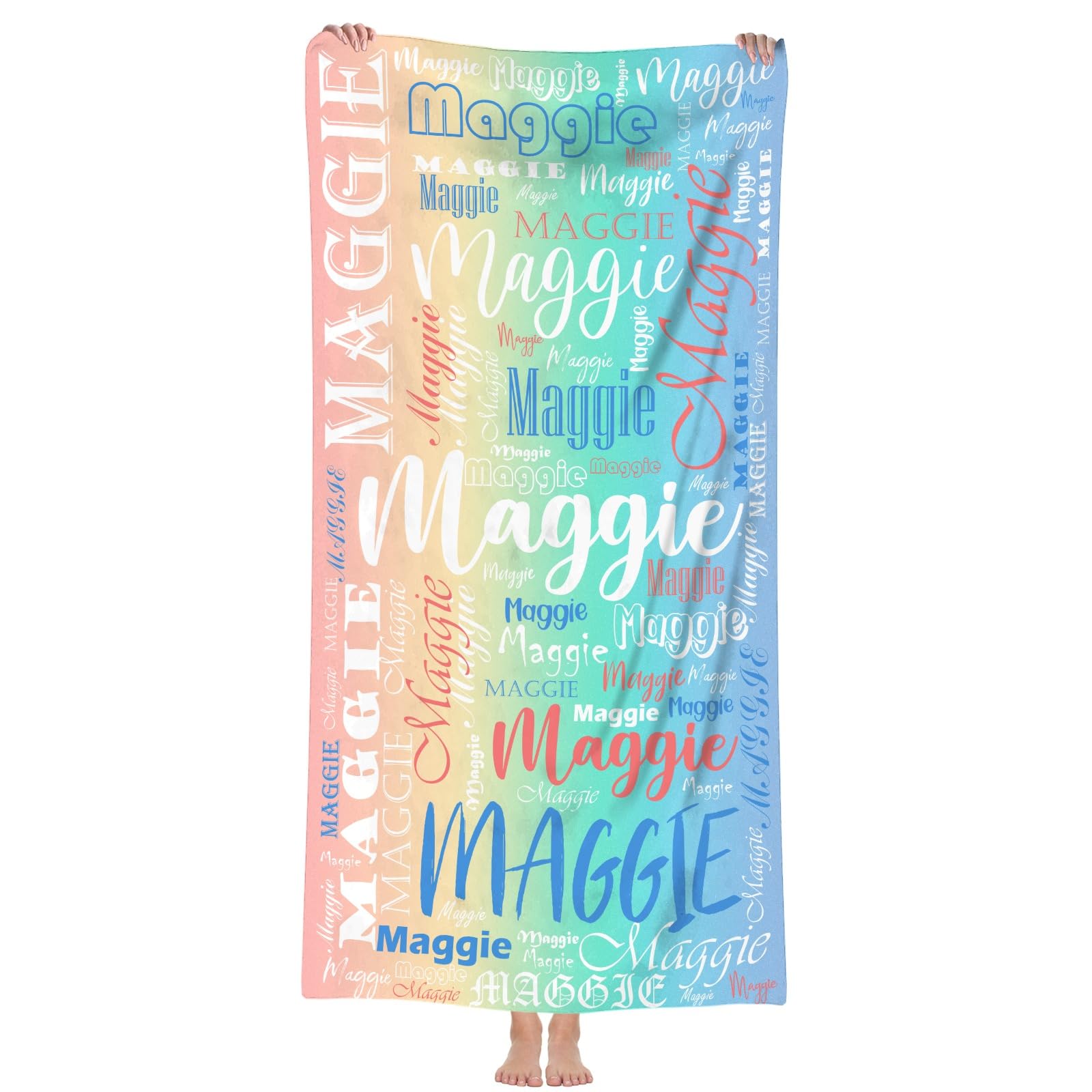 Dihope Personalised Microfibre Beach Towel for Adults Kids with Name, Large Custom Bath Towels Quick Dry Sand Free Lightweight Travel Beach Towel for Mens Boys Girls Baby Fitness Swimming — image 1