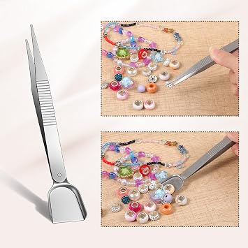 Piercing Grabber Tool, 3 Pcs Stainless Steel Jewel Picker Tool 4 Claw Piercing Tools for Changing Jewelry Includes Tweezer with Shovel Head Spoon for Tiny Objects IC Chip Electronic Components