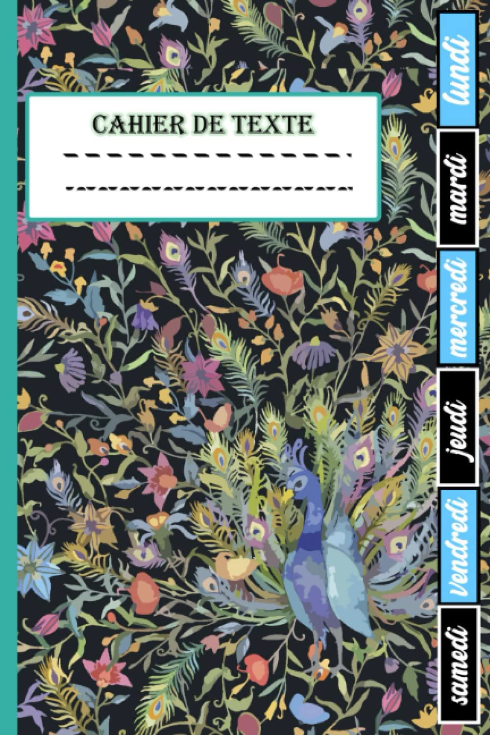 cahier de texte: Idéal pour noter les devoirs scolaires, avec des onglets hebdomadaires et grands carreaux pour les textes | Thème dinosaure