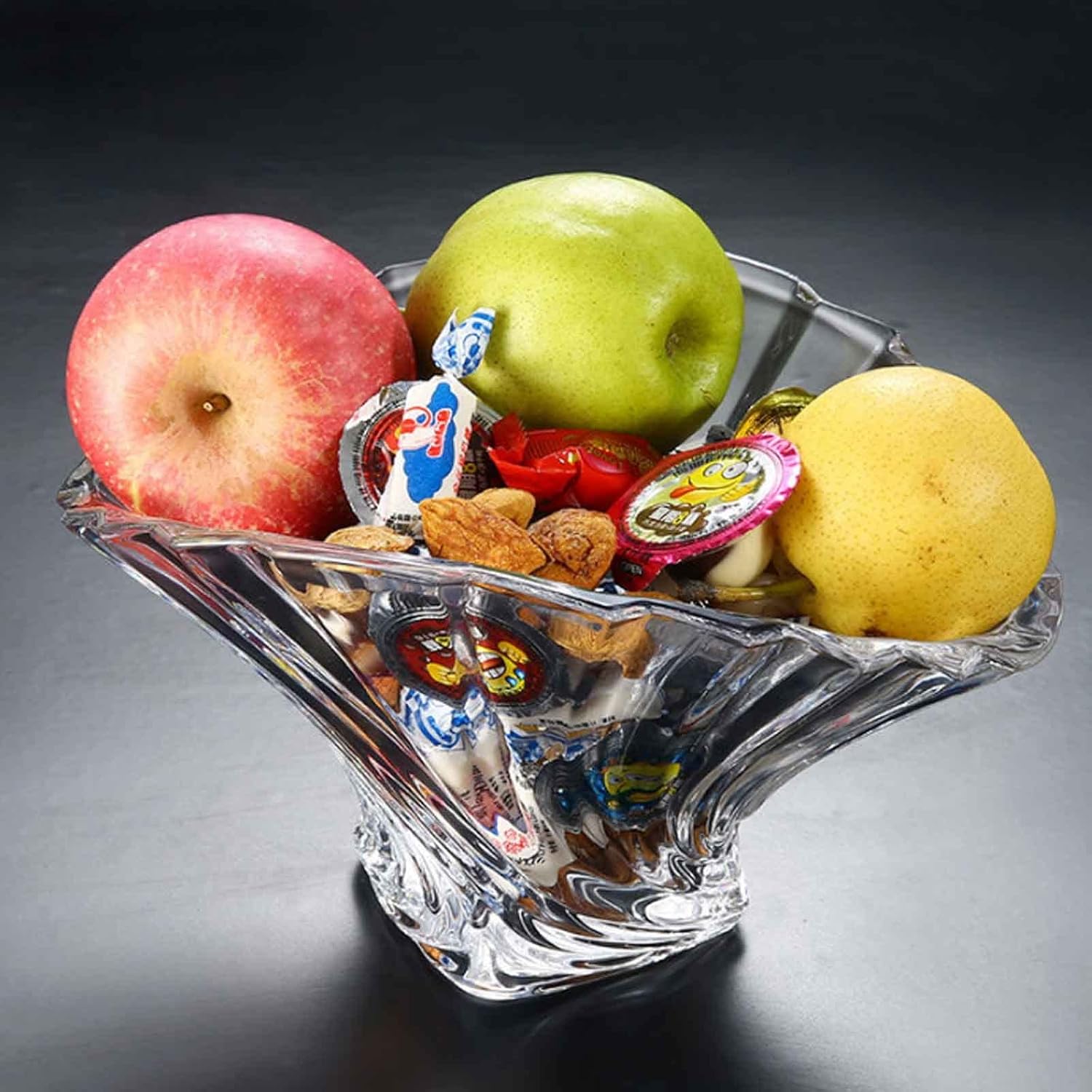 フルーツボウル フルーツトレイ キッチンカウンター用フルーツボウル シェル型クリスタルガラスフルーツトレイ テーブルカウンター用台座