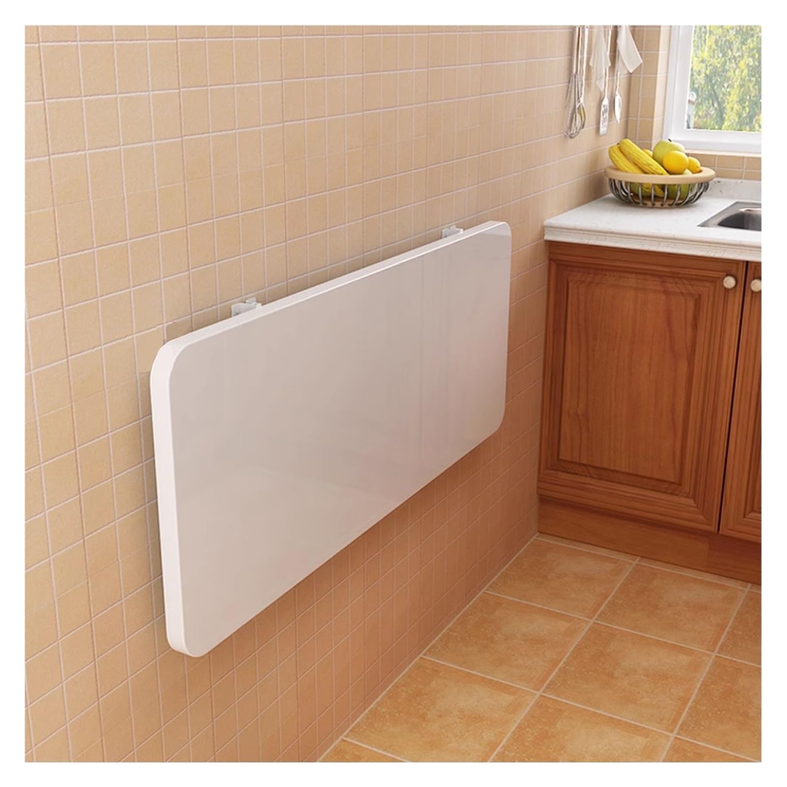 GJZQDKX Foldable Wall Desk - Space-Saving Laundry Table & Workbench for Home, Office, Kitchen & Dining, Compact Design (50x20cm), Stylish White Finish