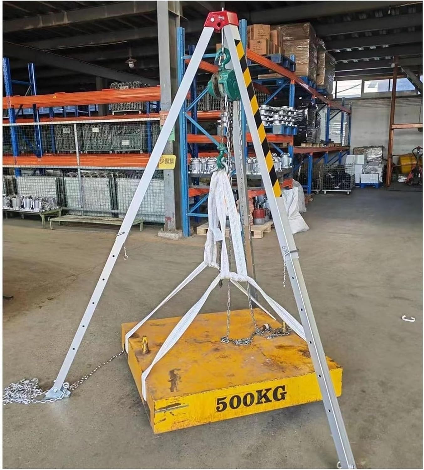 Fall Arrest and Rescue System Emergency Lifting and Rescue Equipment, Aluminum Confined Space Tripod Kit with Fall Arrest Harness for Construction and Industrial Use(1800lbs/816kg Winch)