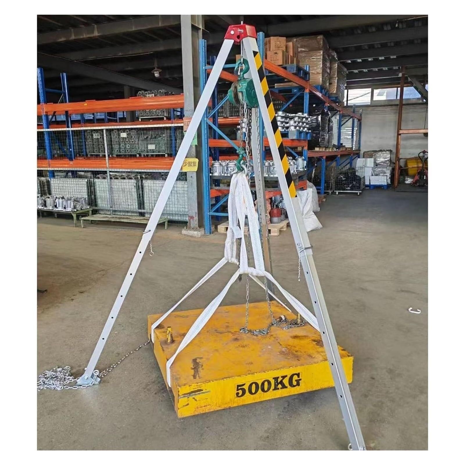 Sistema de detención de caídas de emergencia, kit de trípode de aluminio con cabrestante de 1800 libras y arnés de seguridad para equipos de seguridad industrial de construcción de rescate en espacios
