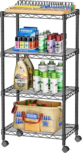 Miniatura 19 de SINGAYE 5 estantes pequeños de alambre para cocina, despensa, cerca de la casa, organizadores y almacenamiento, estante para baño, sala de Negro