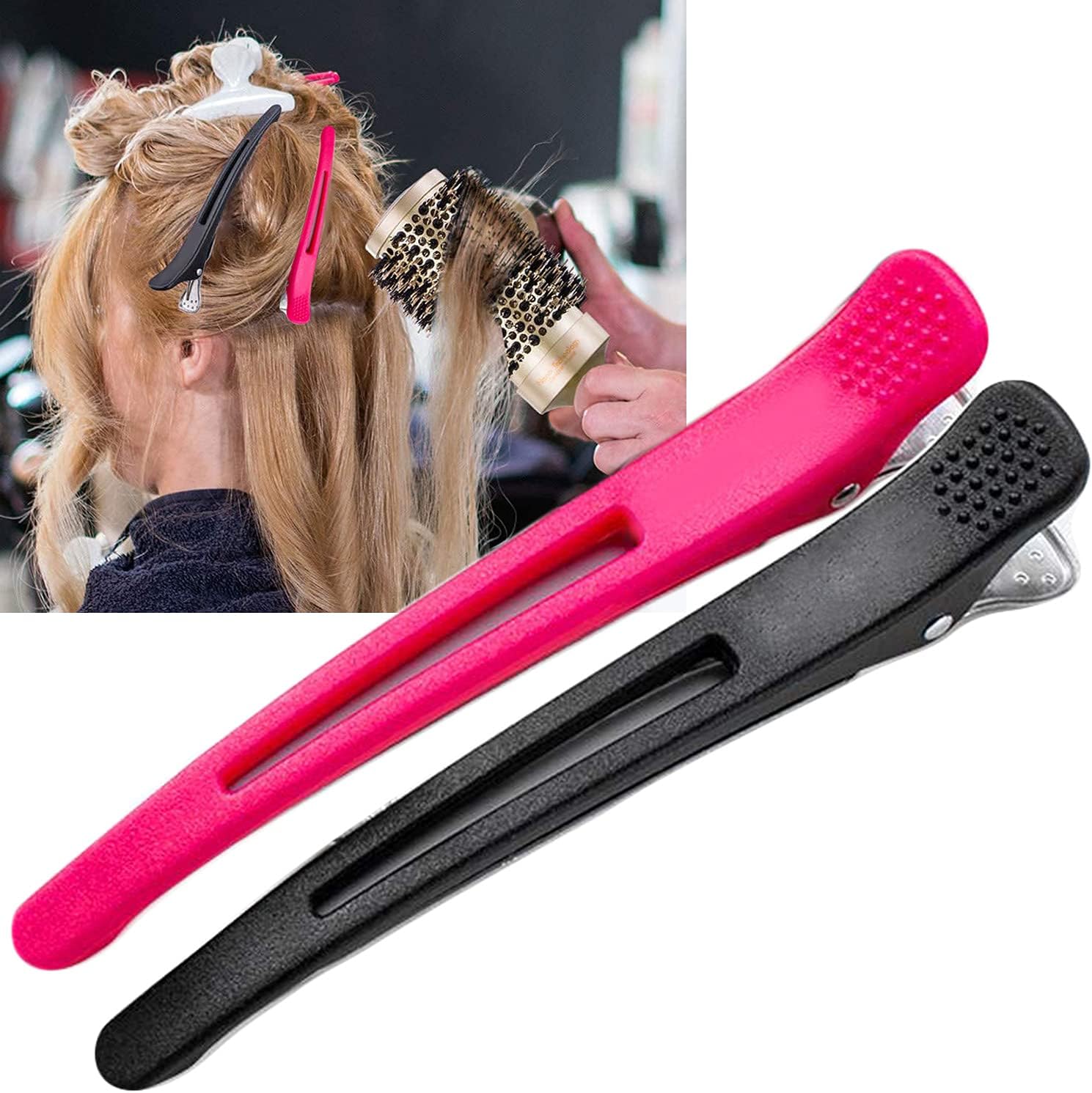 TRLREQ 12 Pack Professional Hair Clips, Non-Slip Sectioning Clips for Styling Thick & Thin Hair