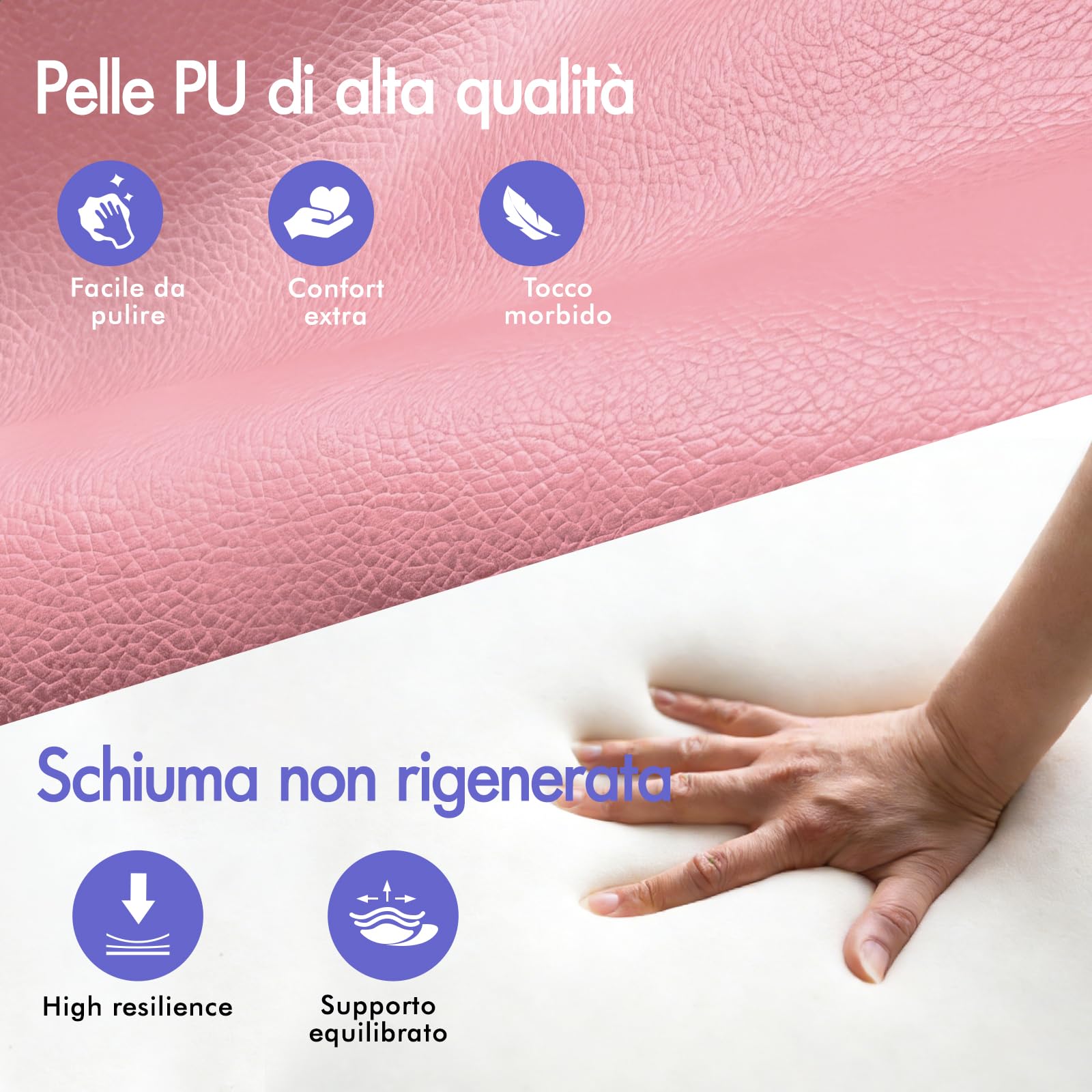 ALFORDSON Sedia Ufficio Ergonomica con Massaggio, Sedia Scrivania con Poggiapiedi e Supporto Lombare, Poltrona Girevole con Rotelle per Studio e Sala Riunioni, Similpelle(Rosa)