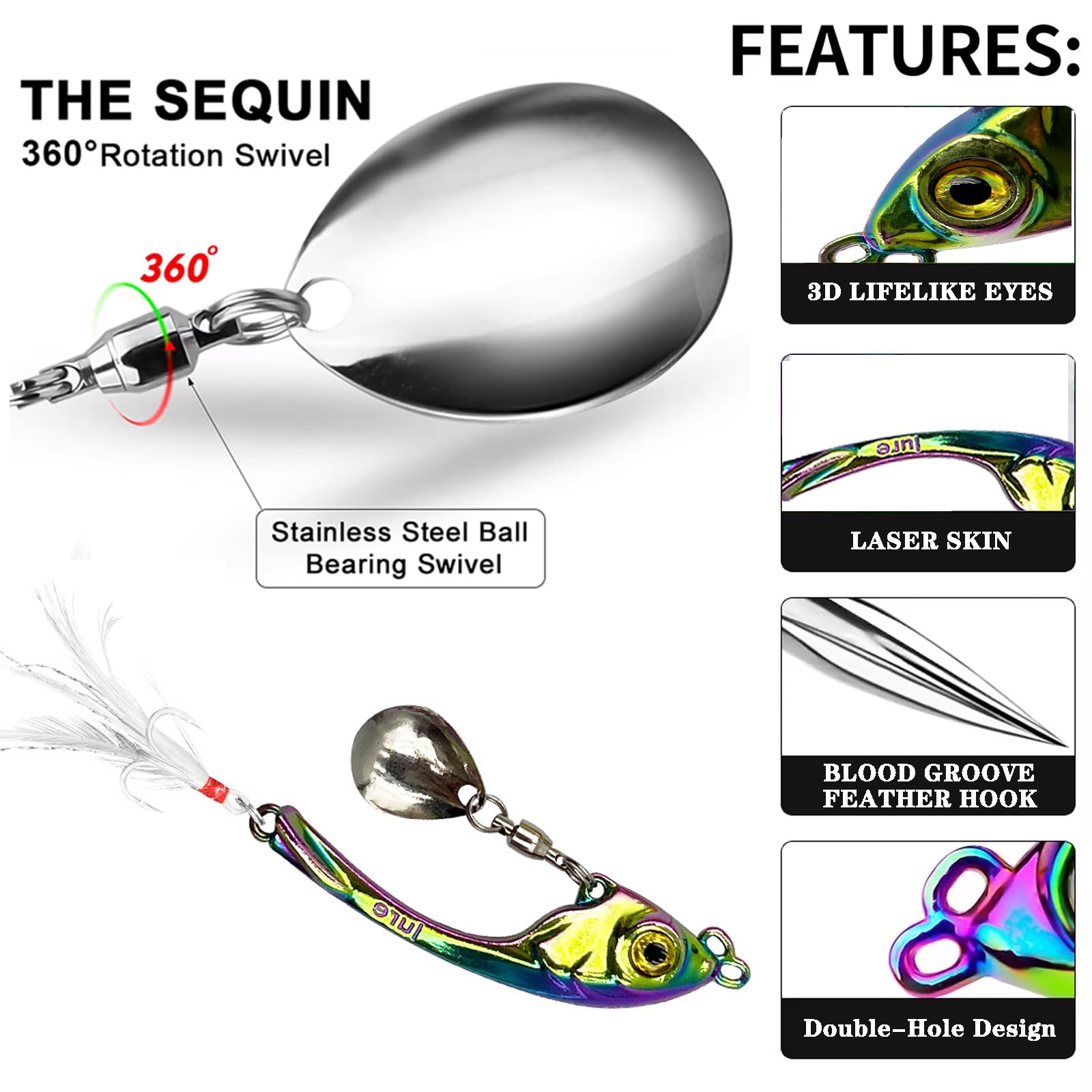 5 sztuk jig Spinner zestaw 15 g w pudełku na przynęty, metalowa łyżka, spinner, spinner do okonia, szczupaków, sandaczy, kleni, prezentów wędkarskich dla mężczyzn, przynęty wędkarskie do wody