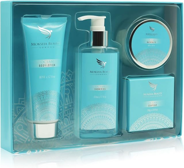 Spa Gift Sets For Women - Ocean Bath Sets for Women Gifts; Pamper Gifts For Women has Shower Gel, Body Lotion, Soap and Bath Salts; Gift Sets For Women; Mothers Day Gift Set