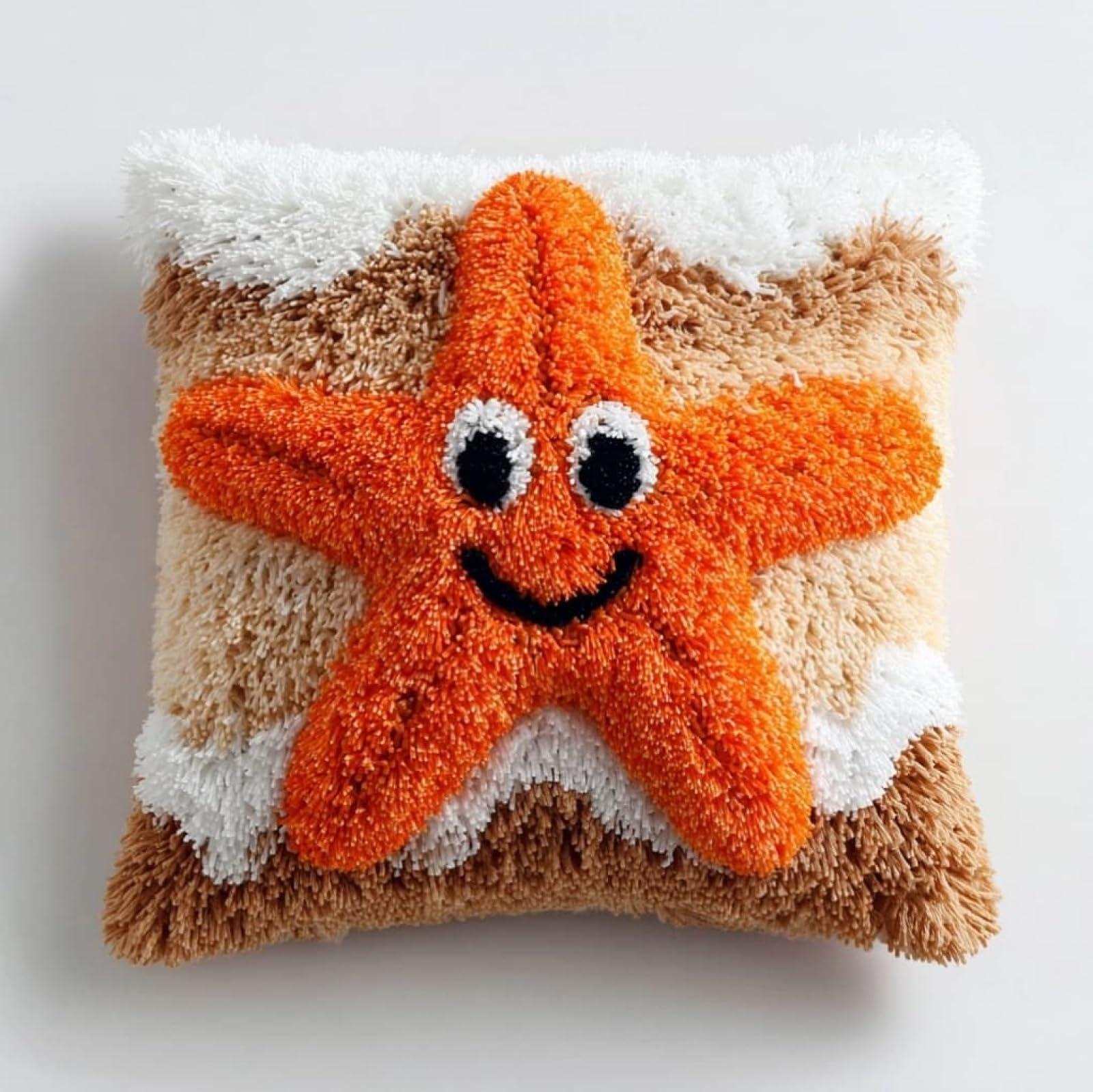 WallustrioaW Latch Hook Cushion Cover Kits 43x43cm,Cute Starfish