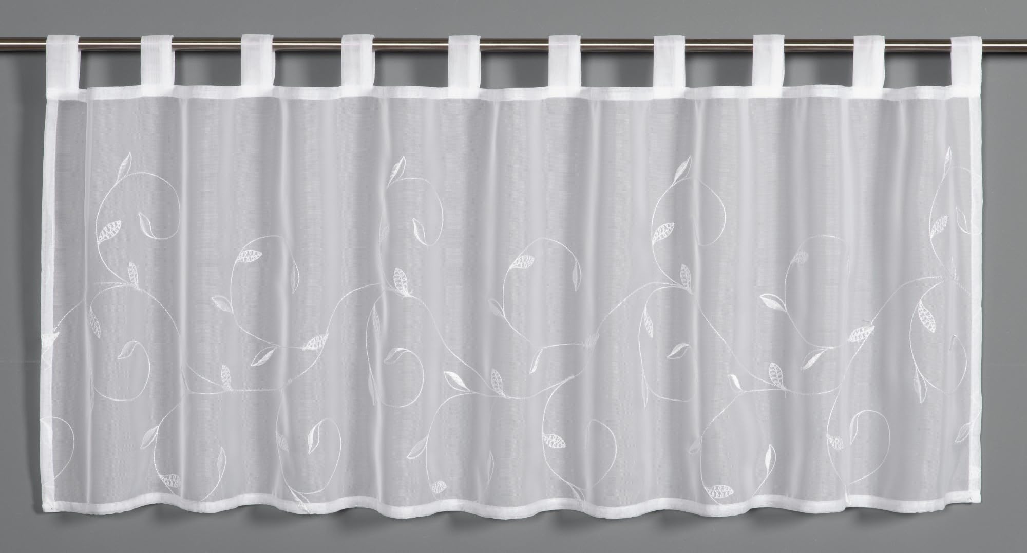 Gardinia Sehlbach Bistrogardine Voile Lianenstickerei, Weiß, 135 x 45 cm Bistrogardine, Lianenstickerei, Lichtdurchlässig, Einfache Dekoration, Öko-Tex Zertifiziert