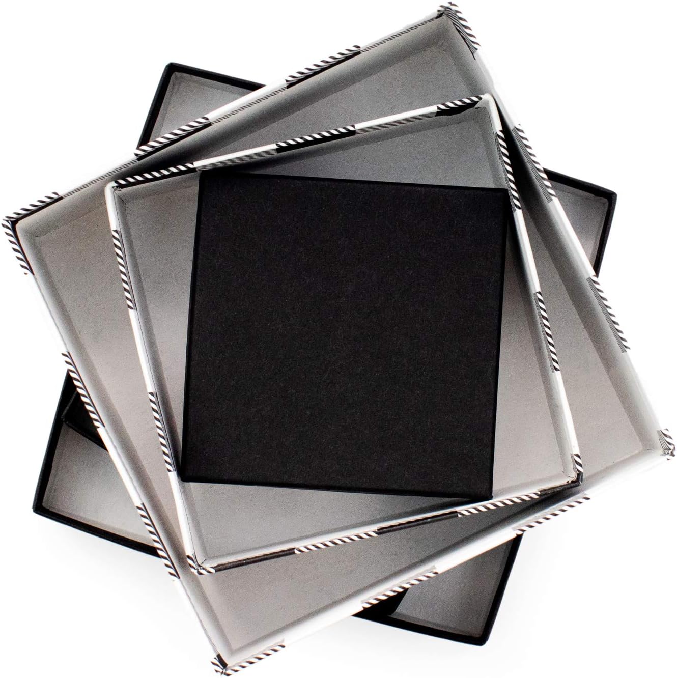 Made in USA Recycled Paper Kraft Boxes – 6.25”, 7.25” & 8.25” – Nested Squared Boxes with Lids (Large Set of 3 - Black Buffalo Plaid)