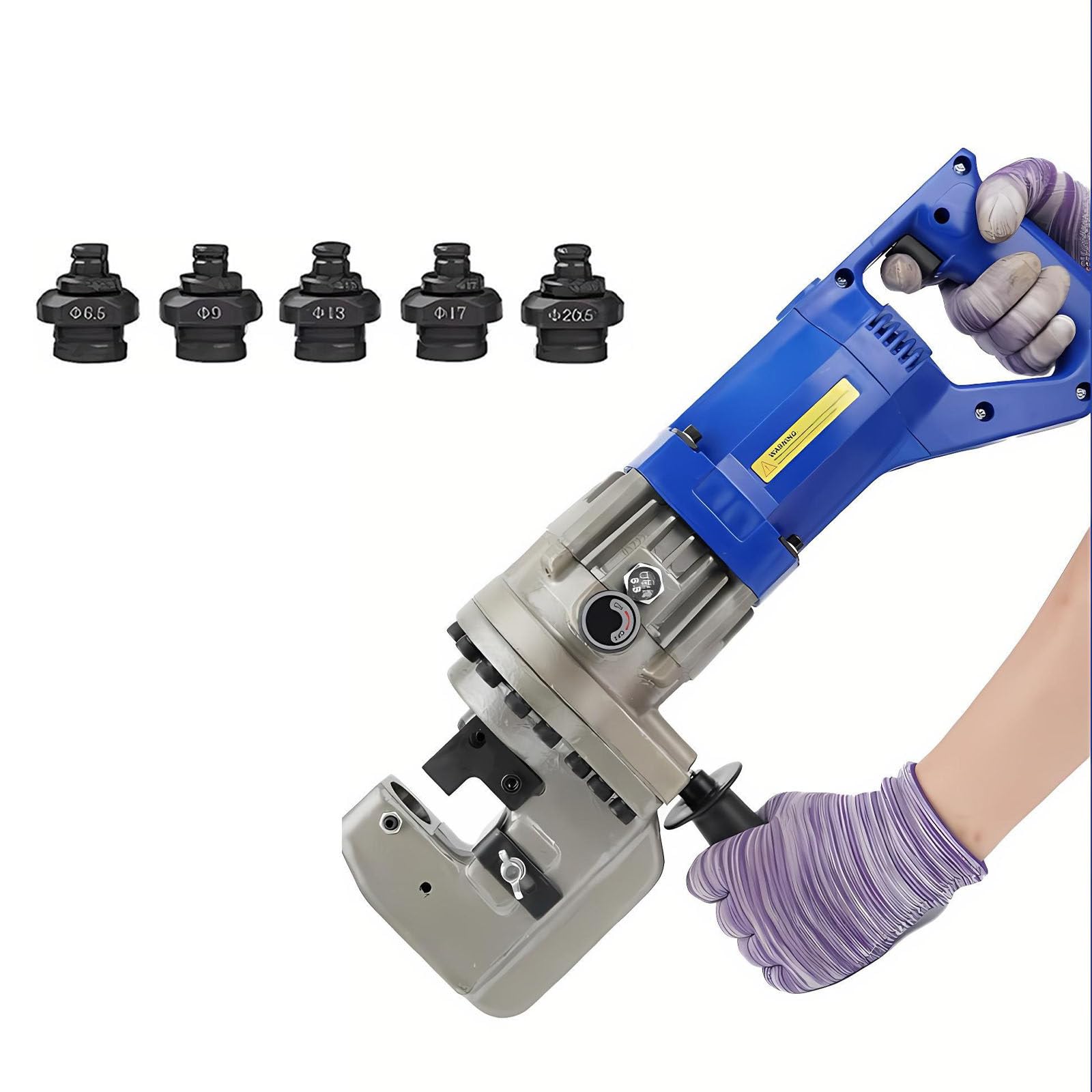 Perforadora Hidráulica Eléctrica 230V 2200W | Punzonadora de Metal 10 Ton | Kit con 5 Dados para Placas de Acero, Aluminio y Cobre