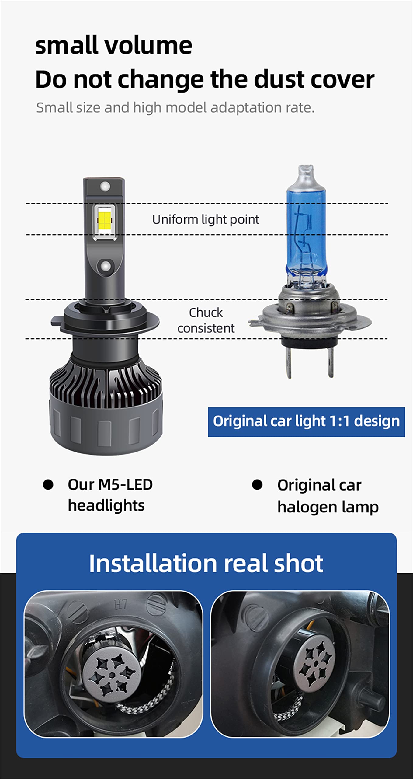 Bombillas LED Para Faros Delanteros, Faros LED Superbrillantes Con 50 W, 13000 Lúmenes, Kit De Conversión De Faros Delanteros Para Automóviles Con 6000 K Blanco Frío E,H4