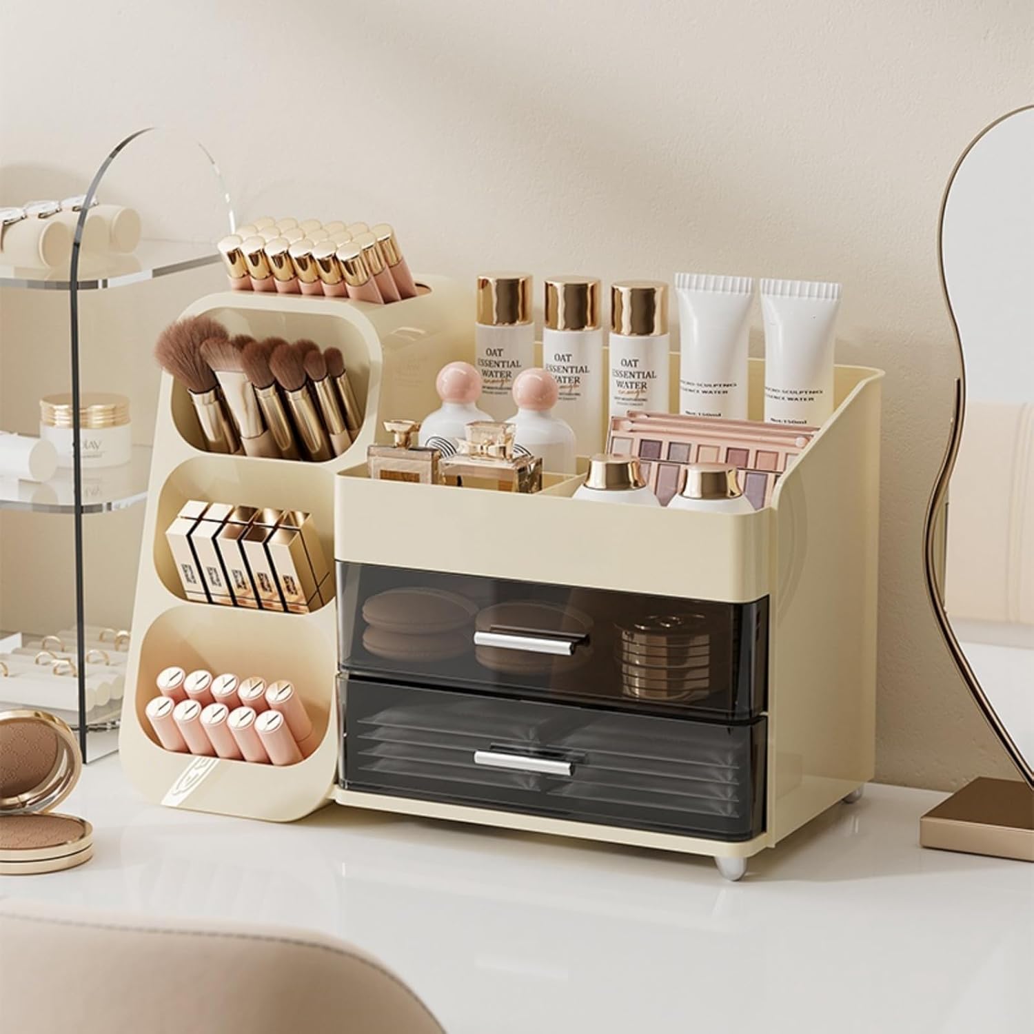 Vanity Organization Chic Makeup Organizer with Drawers for Beauty Essential Storage