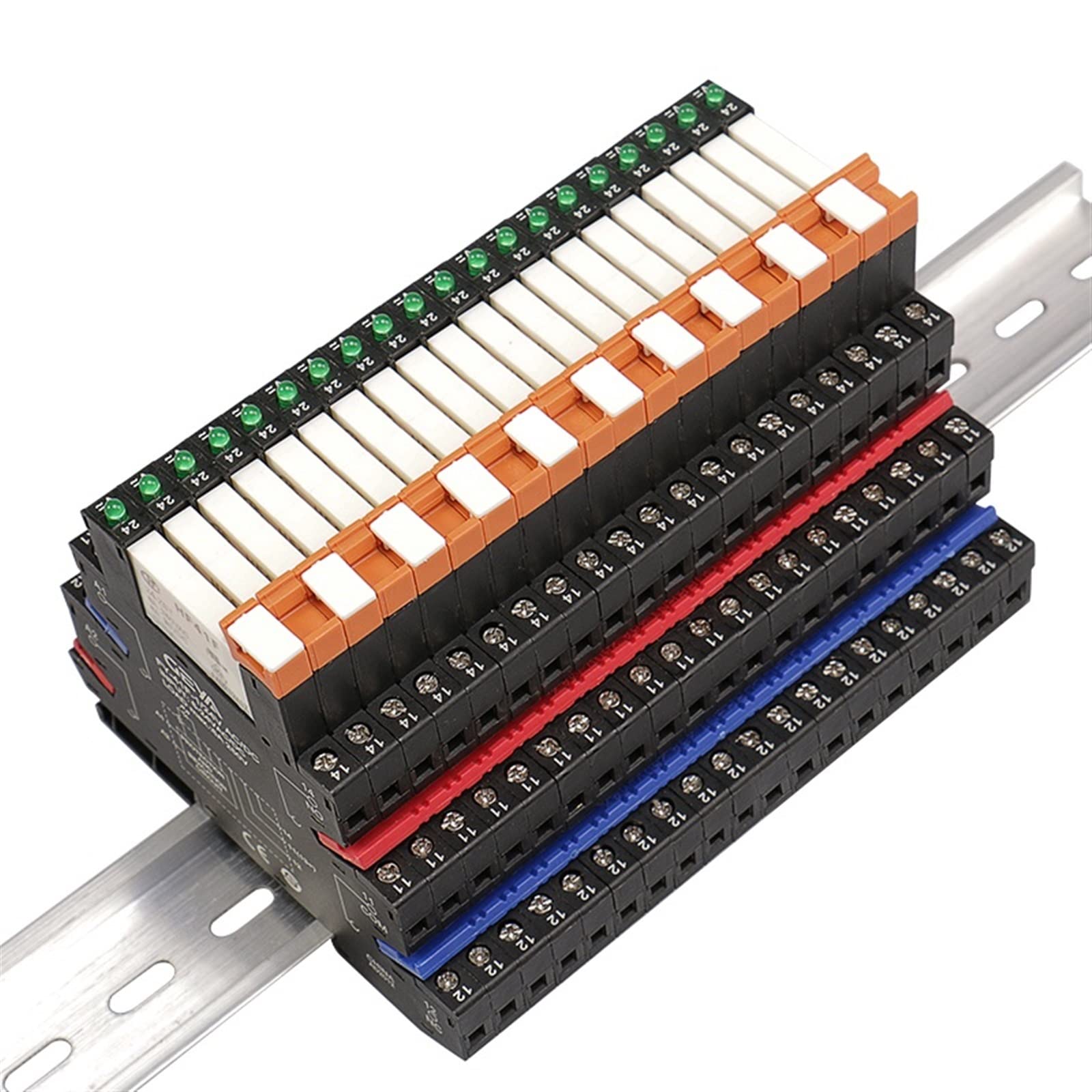 Cienki moduł przekaźnikowy na szynie din HF-41F, wbudowany zasilacz do montażu na płytce drukowanej z uchwytem 12 V, 24 V, 48 V, 110 V 230 V, wtyczka 6,2 mm (niebieski 12 VACDC)