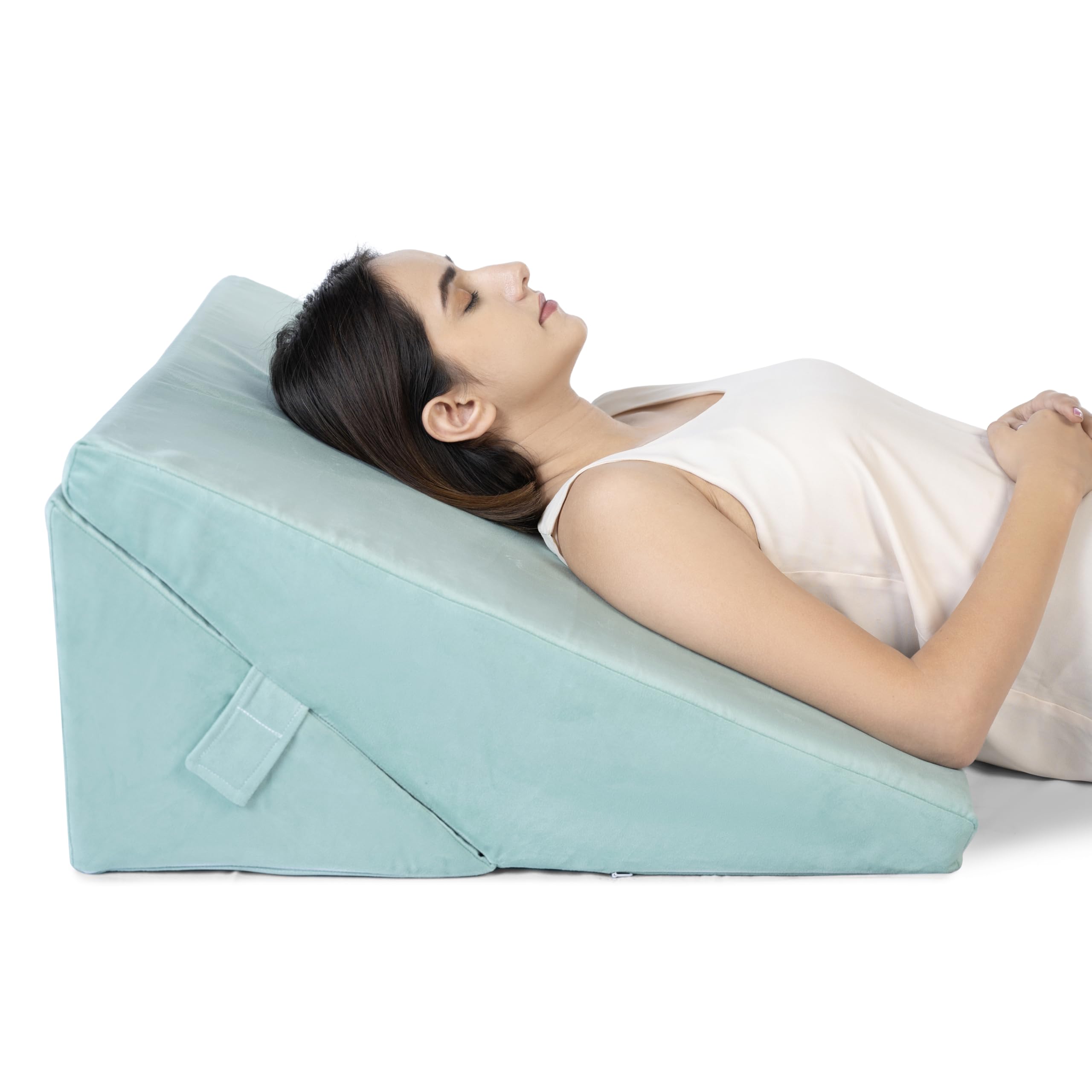 FOVERA Adjustable 9 & 12 Inch Memory Foam Bed Wedge Pillow for Acid Reflux, GERD, Snoring, Coughing, Heartburn, Back, Leg and Knee Pain, Post Surgery (Aqua Green, XL Size - 24 x 28 x 12 Inch)
