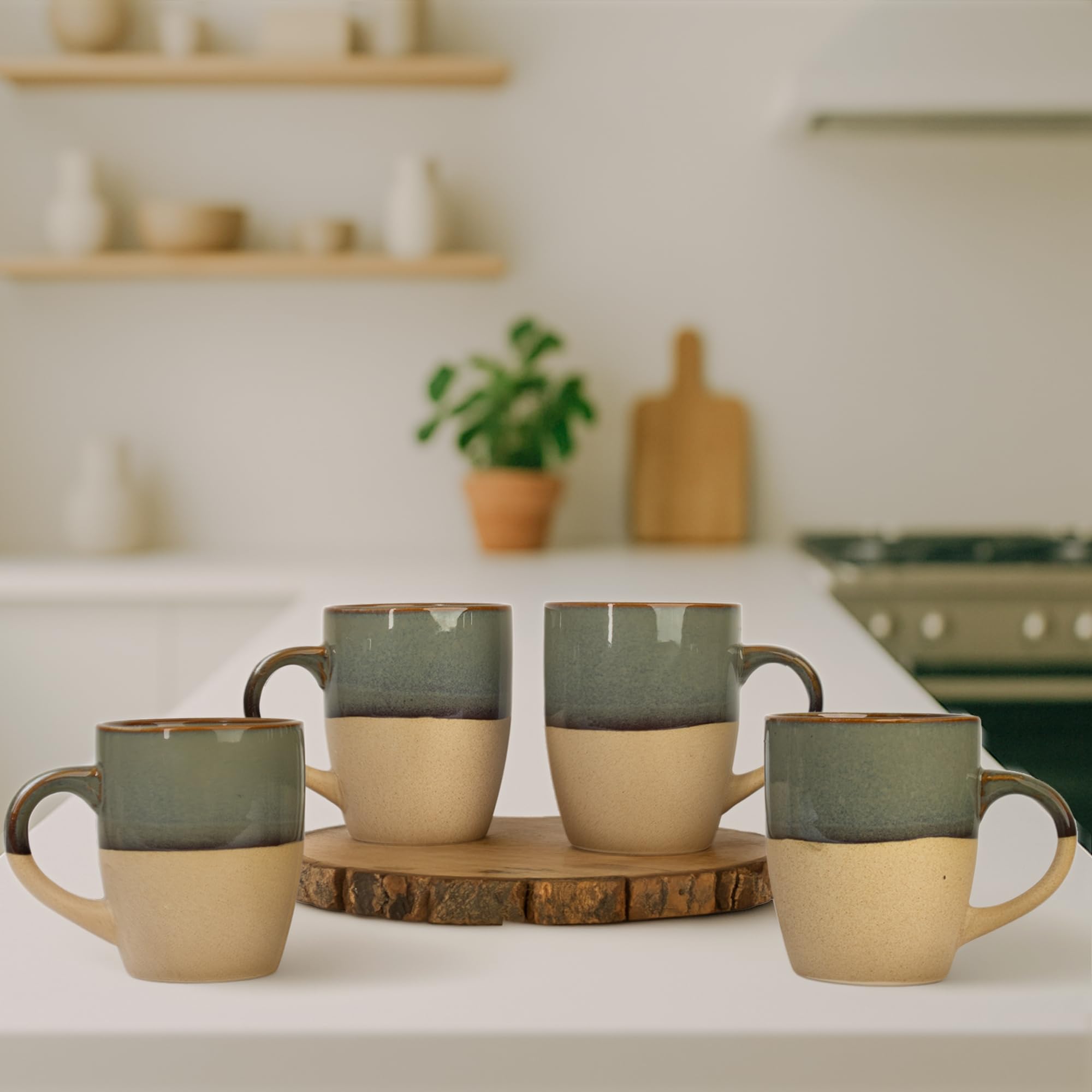 IZZYLYF 'Rustic Charm' Ceramic Coffee Mugs Set of 2 (330 ml Each) | Microwave & Dishwasher Safe Coffee Mugs with Handle for Tea, Coffee, Milk & Latte | Coffee Mugs for Gifting, Home, Cafe & Office Use 4