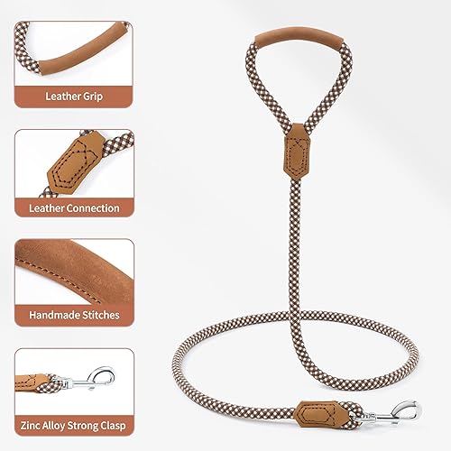 Miniatura 4 de Mile High Life Correa de cuero para perro de alta calidad  Correa de cuerda fuerte  Mango de cuero  Cierre fuerte de aleación de zinc  Perros