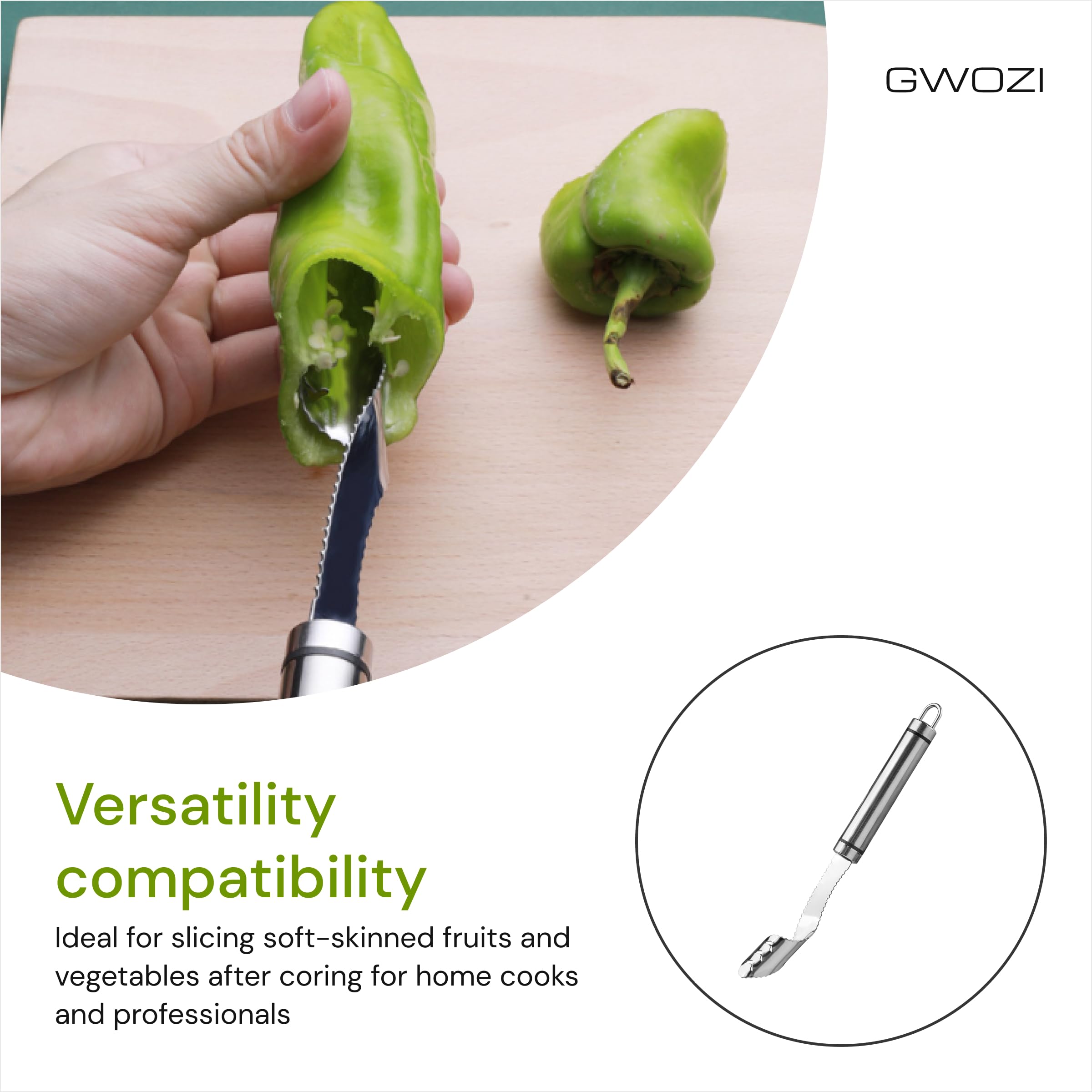 2-in-1 Pepper Corer Tool - Removes Seeds From Bell Peppers & Jalapeños