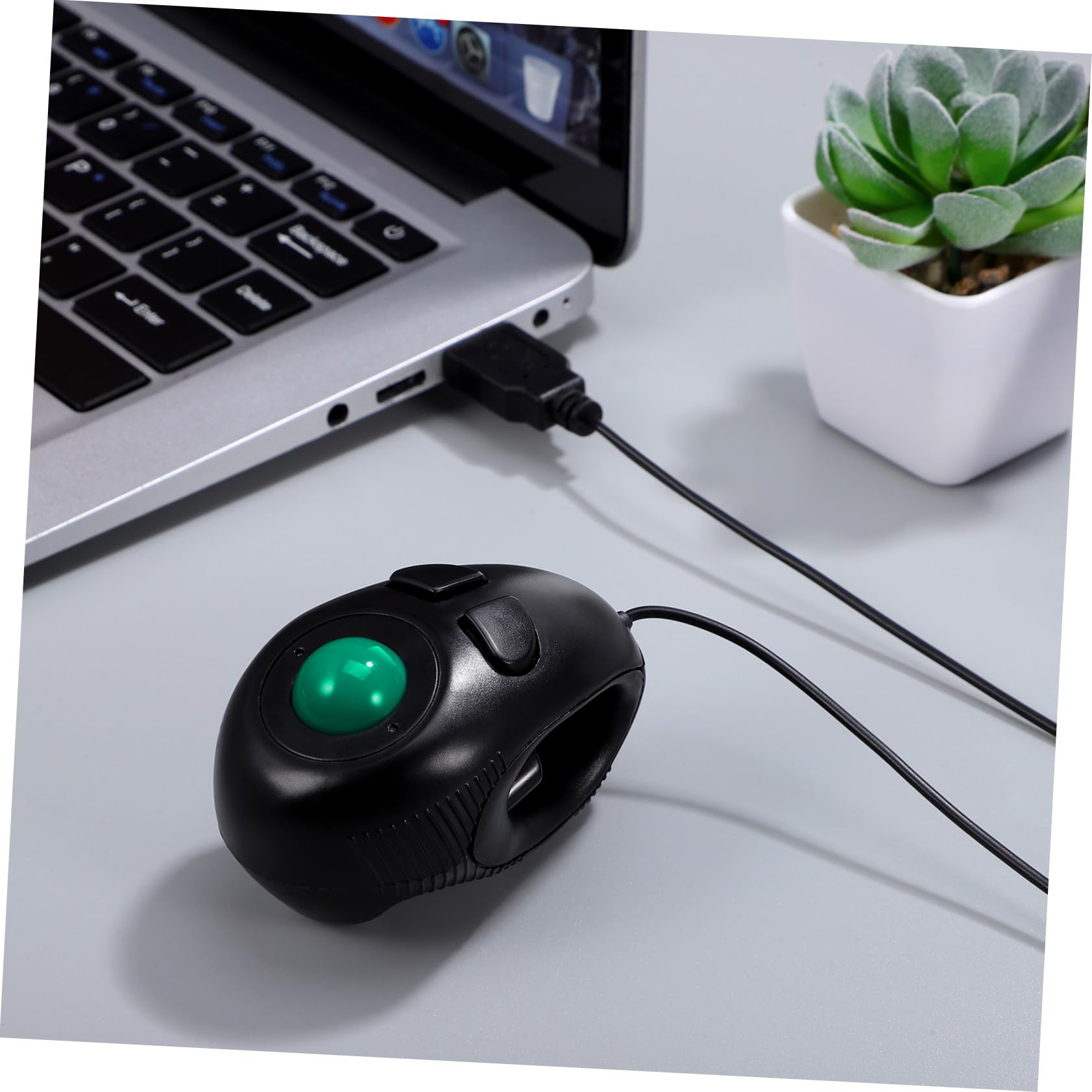 SHINEOFI Mini Mouse Trackball Usb 4d Tre Pulsanti Per Laptop e Pc, Design Compatto e Portatile Nero Scorrimento Pagina Controllato Dal Pollice, Plug and Play Senza Software
