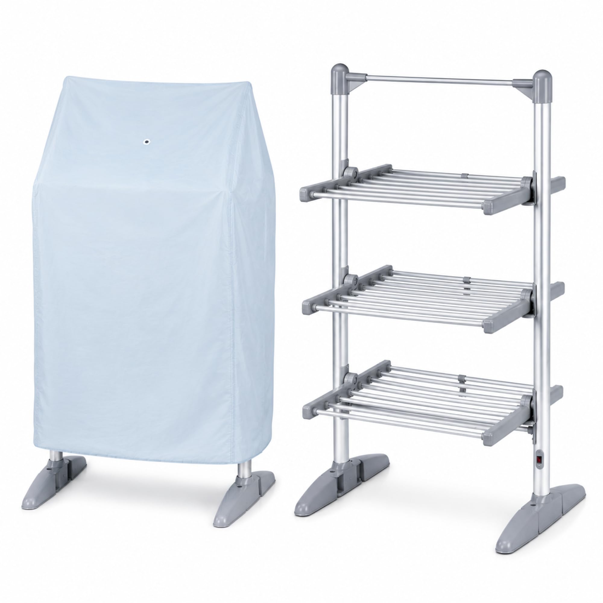GlamHaus EcoDry Electric Heated Airer with Cover – 202W Low Energy Indoor Clothes Dryer, 24 Heated Tubes, Foldable Laundry Rack for Wet Weather, 11.2m Drying Space