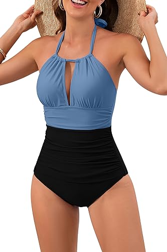B2prity Women's Slimming One Piece Swimsuits Tummy Control Bathing Suit Halter S