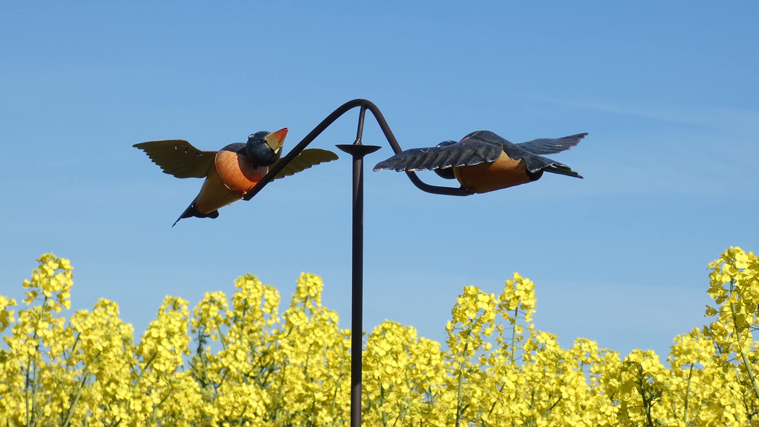 Pommerntraum ®| Windspiel Vogelwippe Metallwindspiel Gartendeko Vogel Vögel | Gartenpendel Gartenwippe Gartenstecker Gartenkunst Unruhe Vögelchen Vogelskulptur Windornament Gartenpoesie (BLAUE VÖGEL)