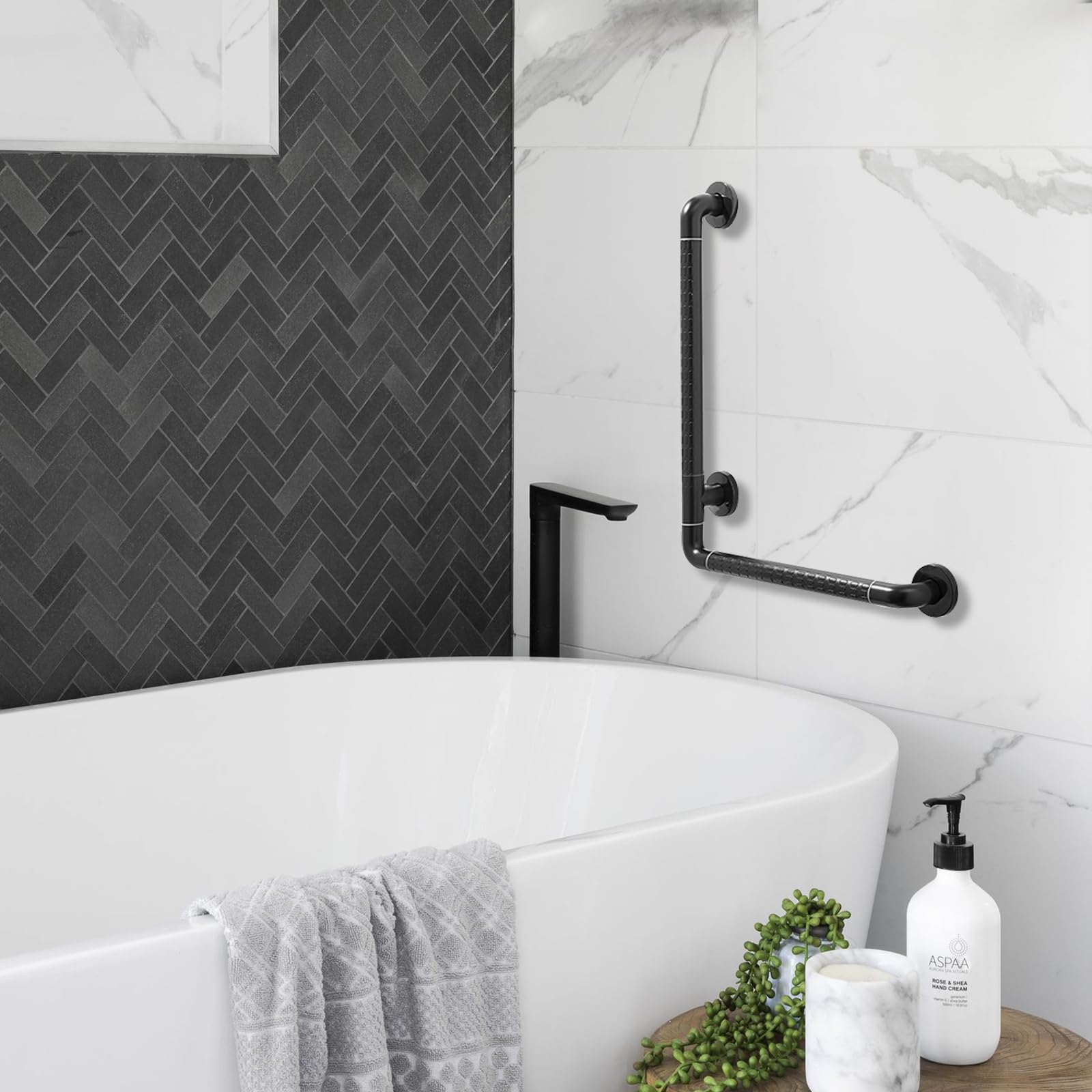 Barra de agarre en forma de L para personas mayores, barra de agarre de ducha con anillos luminosos, barras de agarre para discapacitados para baño, extensión de barra de agarre, acero inoxidable