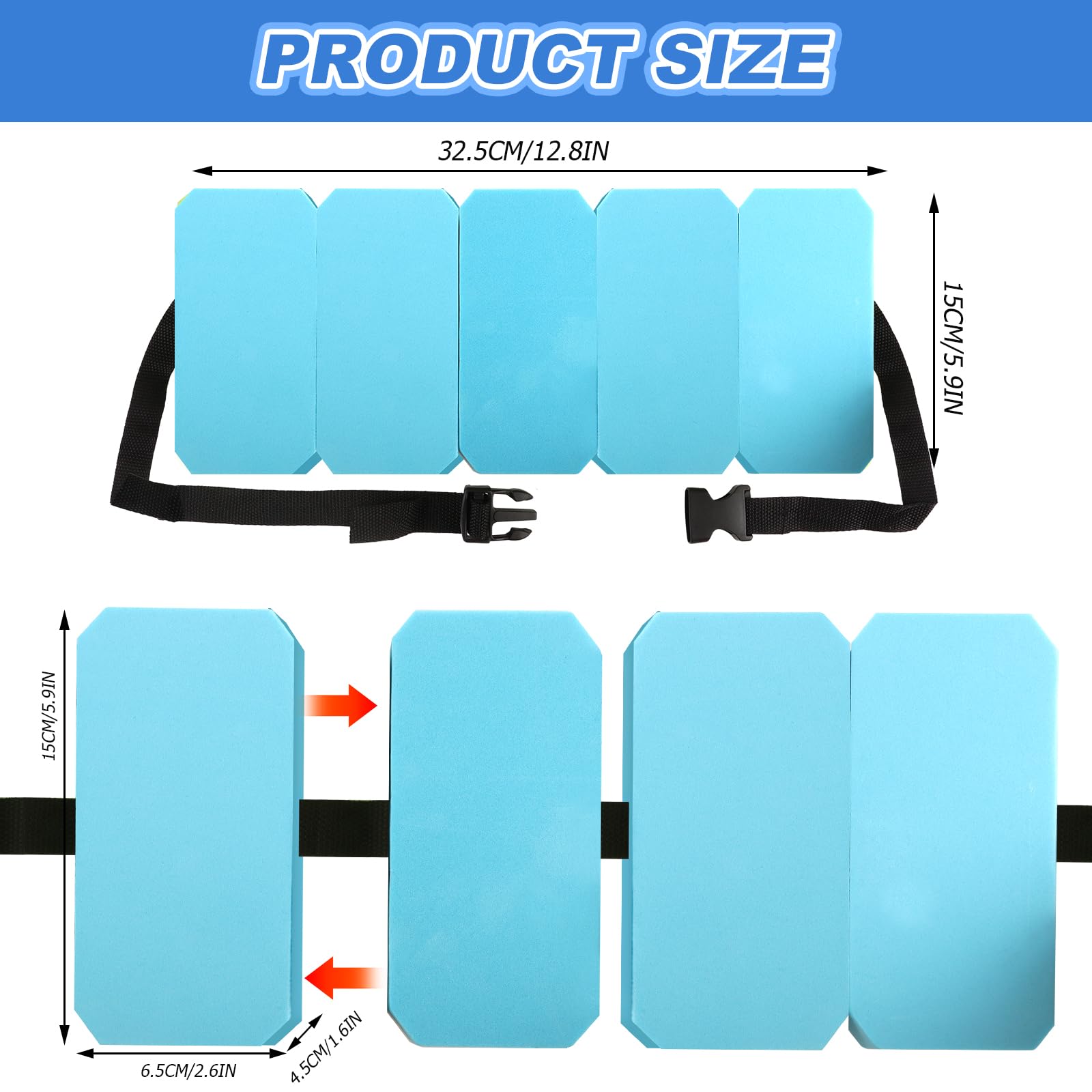 Ceinture de Piscine pour Les Enfants, Ceinture de Natation Enfant Réglables, équipée de 5 Nattes EVA, Adaptées aux Enfants de Plus de 30 kg - 3