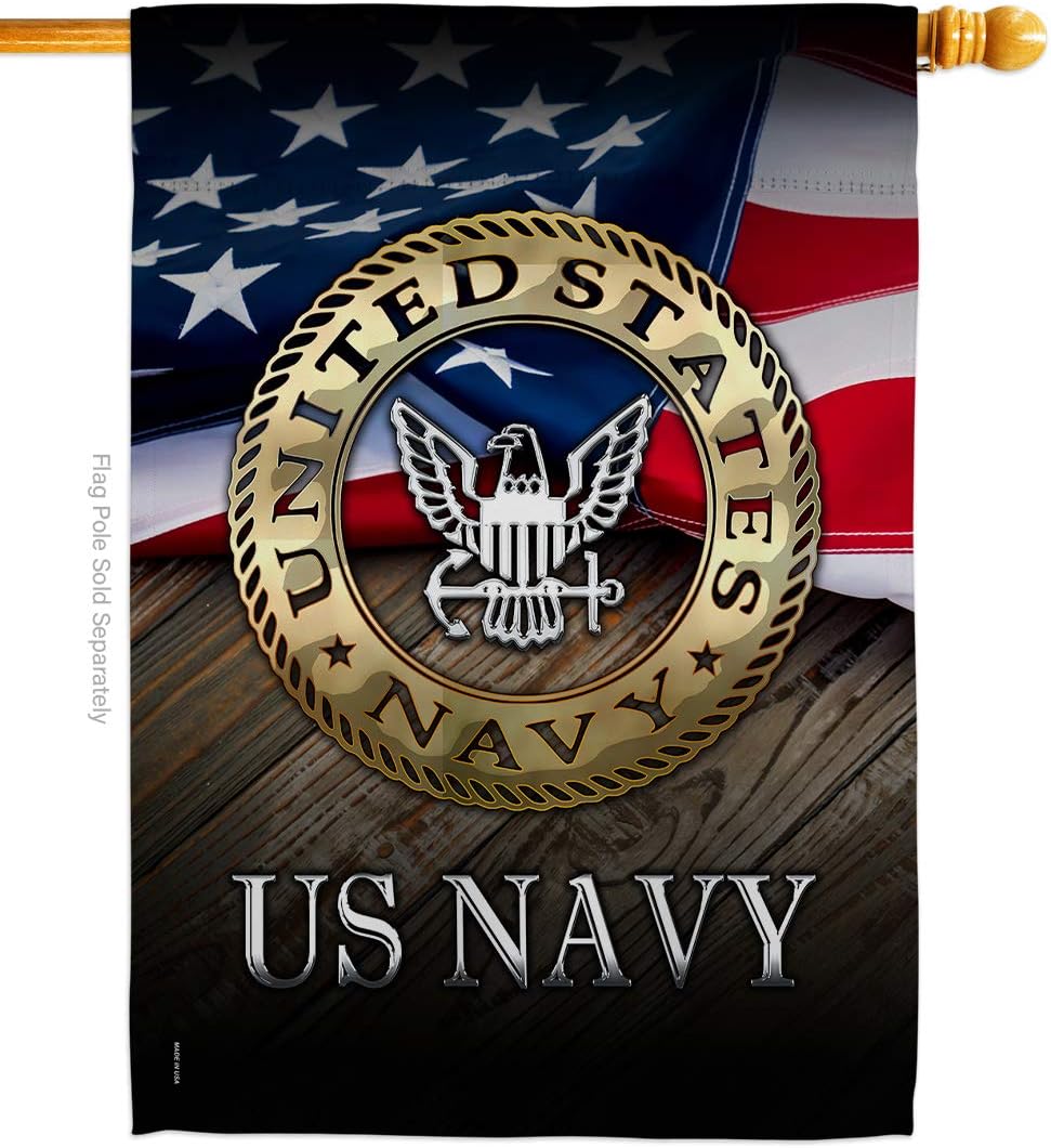 Navy US House Flag Armed Forces USN Seabee United State American Military Veteran Retire Official Small Decorative Gift Yard Banner Double-Sided Made In USA 28 X 40
