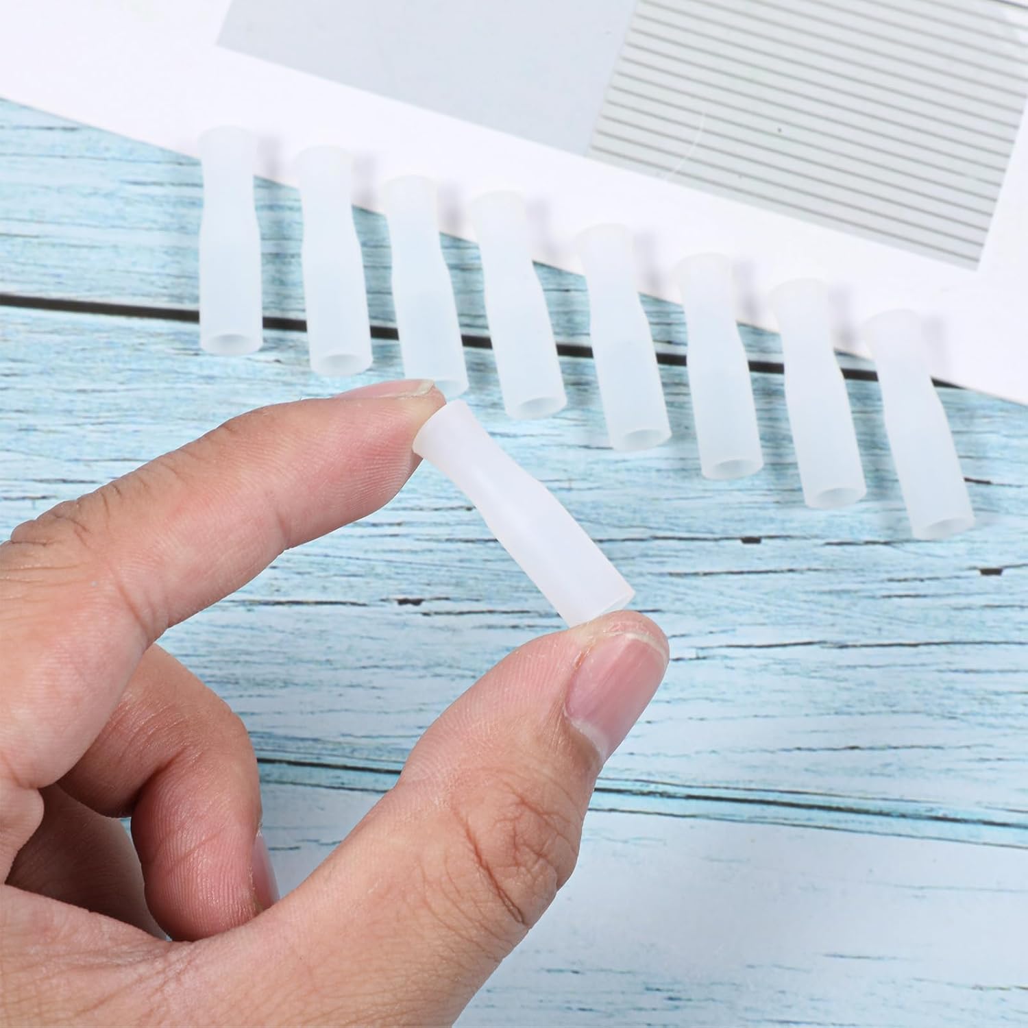 16 Pcs Silicone Straws Tips, Reusable Food Grade Anti-Scald/Cold Straw Tip Covers Replacement Tips Fit for 1/4 Inch Wide(6 mm Out Diameter) Stainless Steel Straws (White) - Image 3
