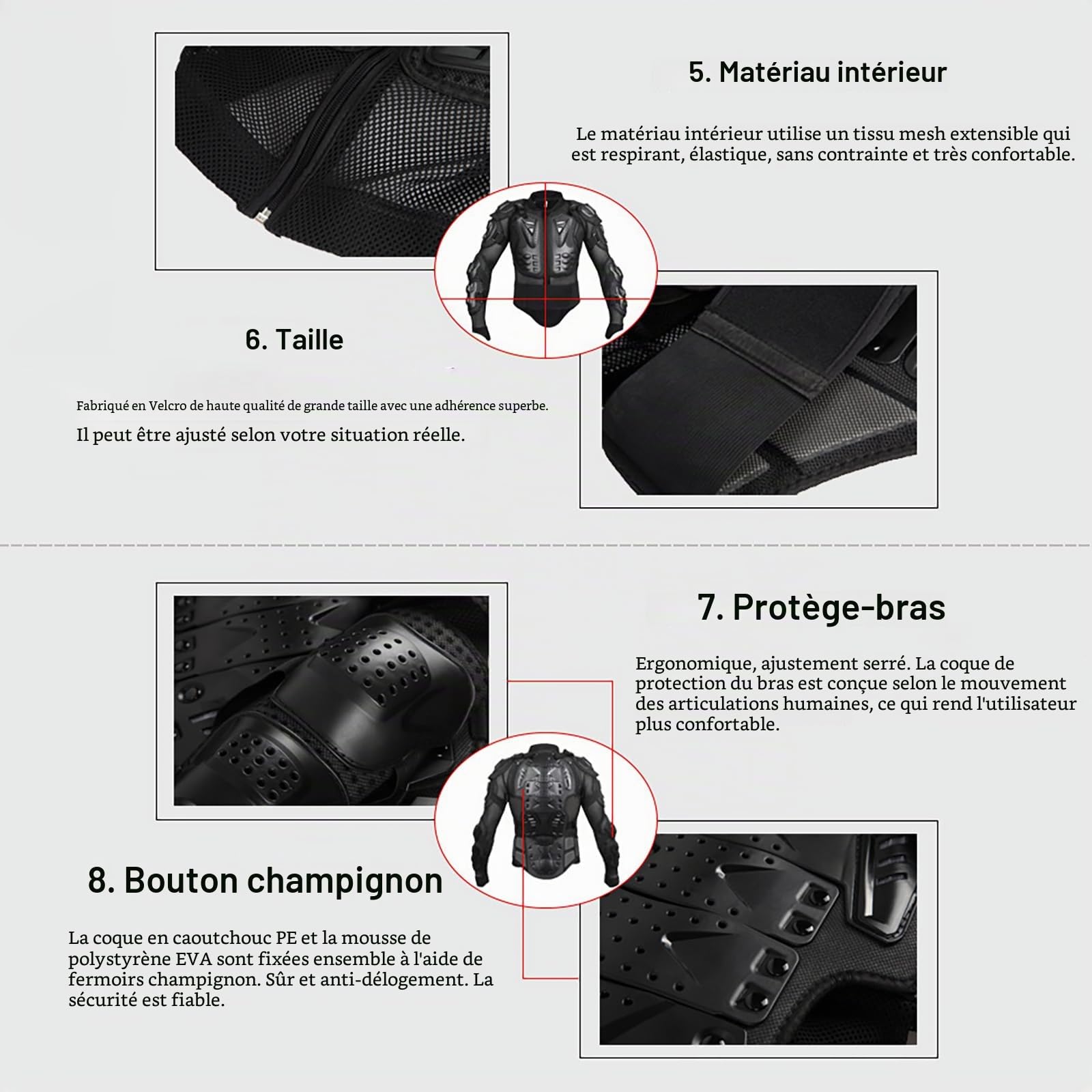 M&Catree Veste Armure Moto Blouson Motard Gilet Protection Équipement de Moto Cross Scooter VTT Enduro Homme Femme