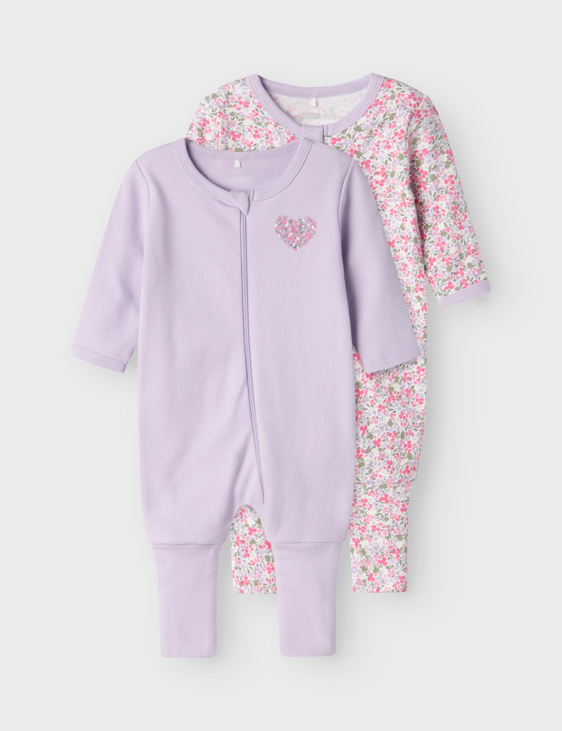 Name IT Nbfnightsuit 2p Zip FF Petit Flower Noos Calcio Bimba 0-24 (Pacco da 2)