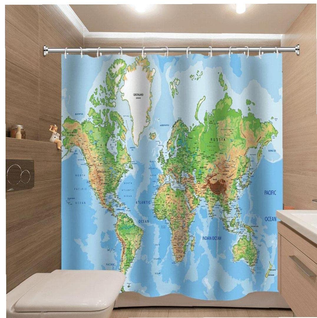Amazon｜世界地図シャワーカーテン - 地理学的なグローバル