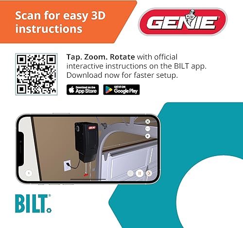 Miniatura 19 de Genie B6172H - Abridor de puerta de garaje inteligente para montaje en pared, motor de CC eleva hasta 14 pies de alto, 850 libras, color negro