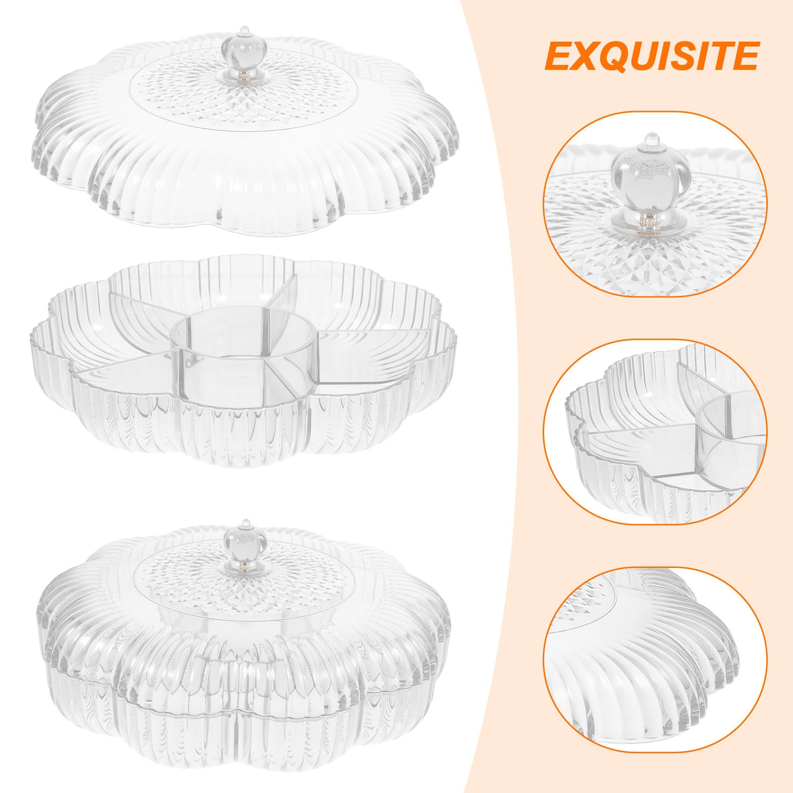 SOLUSTRE Bandeja Dividida para Servir Snacks con Compartimentos Reutilizable Floral para Fiestas y Almacenamiento de Frutas y Dulces Multifunción Hogar