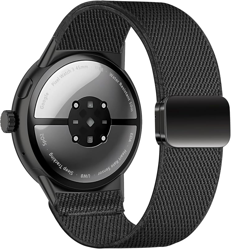 Magnetic Bands Compatible with Google Pixel Watch 3/4 45mm, Stretchy Nylon Soft Loop Strap Replacement Adjustable Elastic Wristband for Pixel 4/3 45mm Smart Watch for Women Men