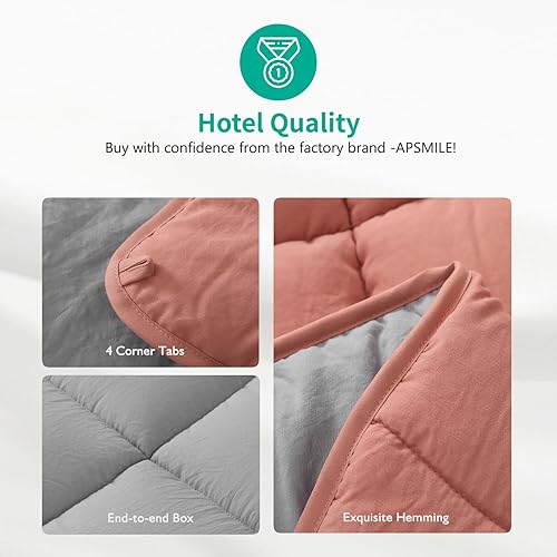 Miniatura 7 de APSMILE Relleno de edredón alternativo de plumón  Edredón de cama matrimonial Queen para todas las estaciones  Edredón reversible acolchado mixto de