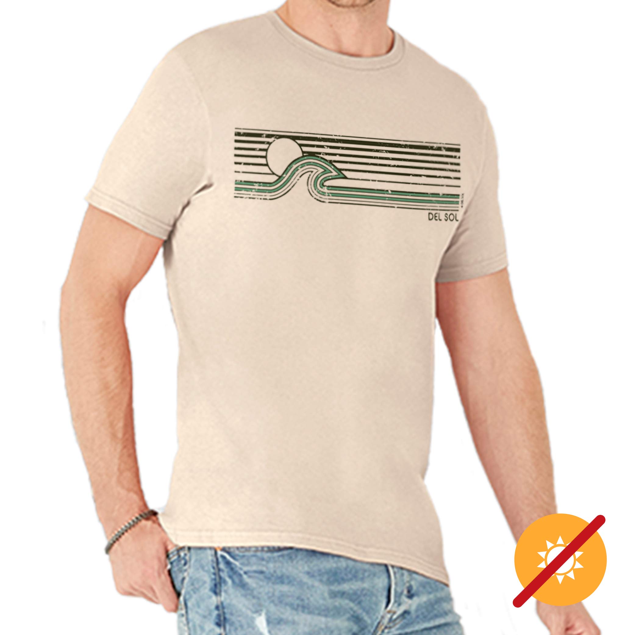 Del Sol Men's Classic Crew Tee - Sunset Wave, Natural Heather T-Shirt