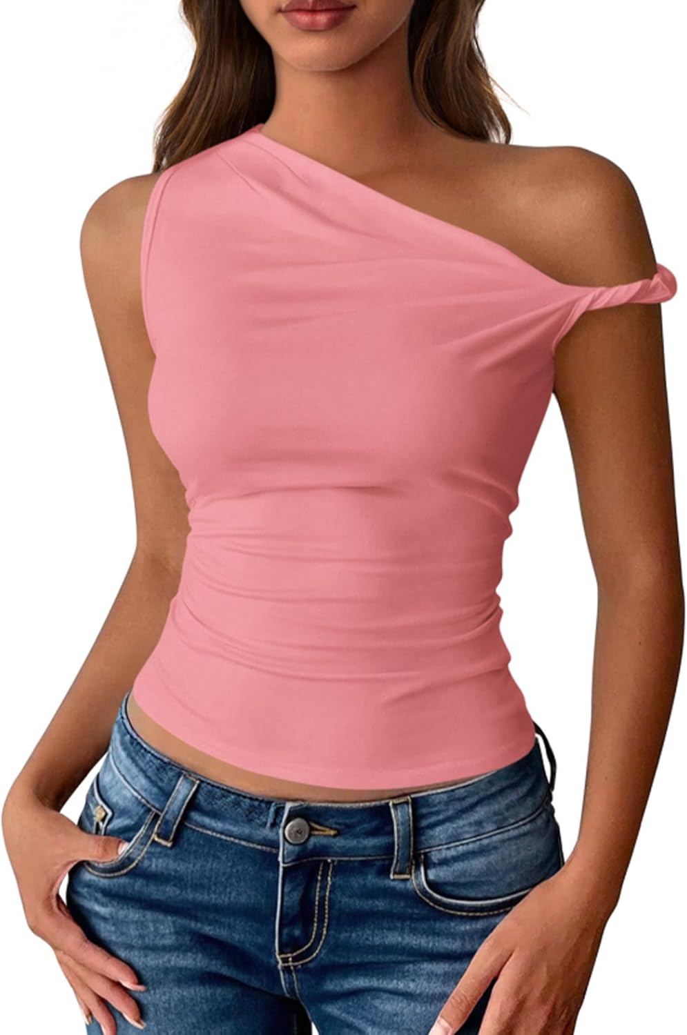 BTFBM Off The Shoulder Tops for Women 2026 Cute Summer Casual Sleeveless Slim Fit y2k Spring Outfits Going Out Tank Top